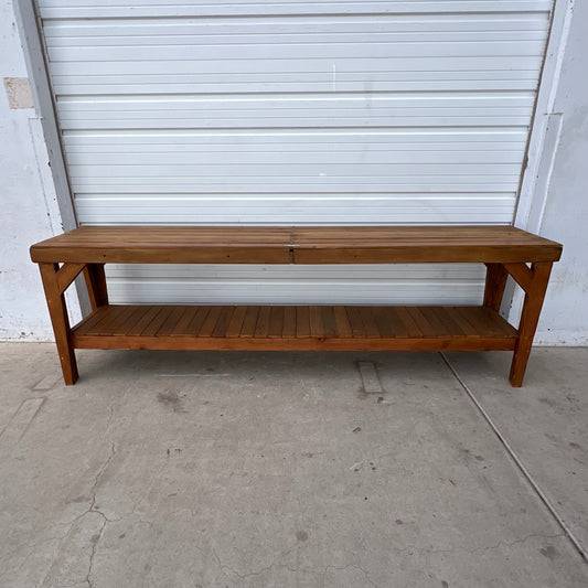 Industrial Slatted Wood Work Table / Island