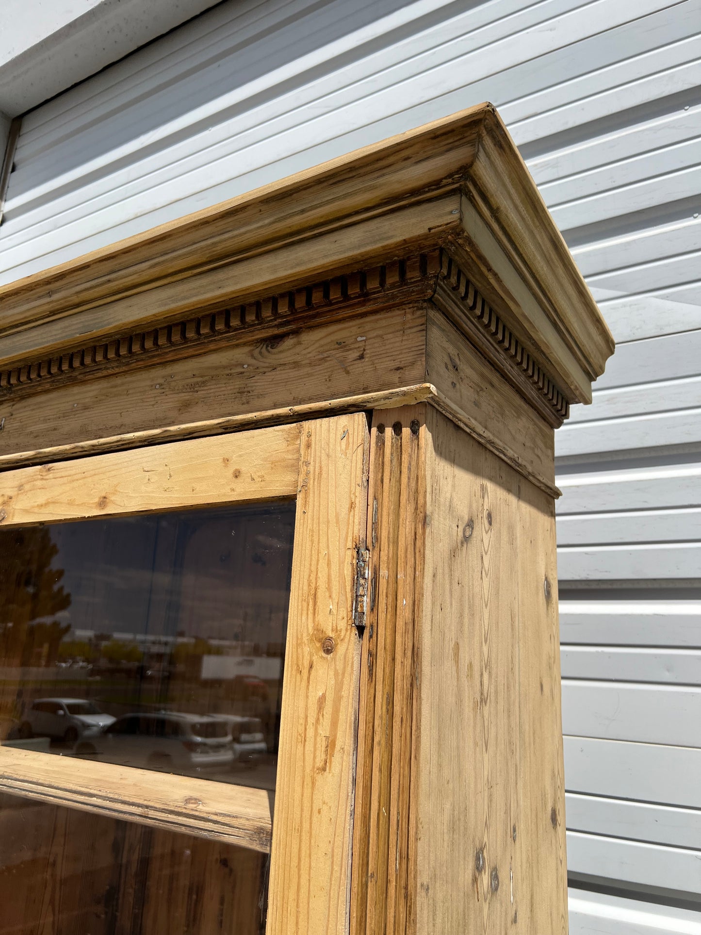 Antique 3-Section Wood Display Cabinet