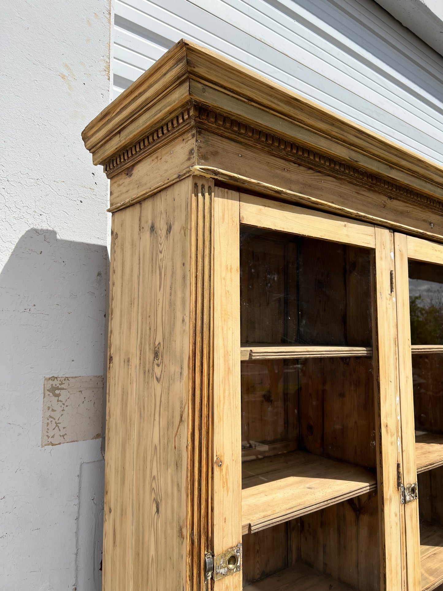 Antique 3-Section Wood Display Cabinet