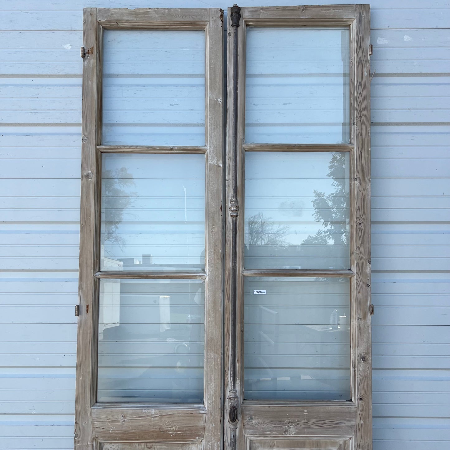 Pair of Washed Wood French Doors w/6 Lites