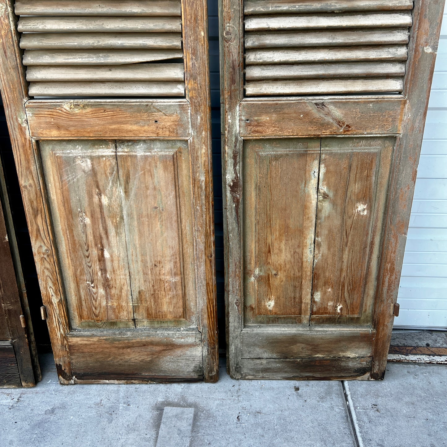 Pair of Tall French Wood Shutters
