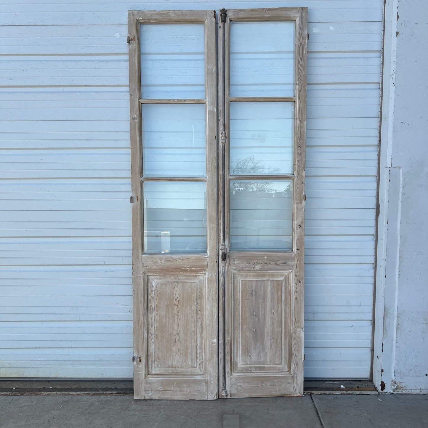 Pair of Washed Wood French Doors w/6 Lites