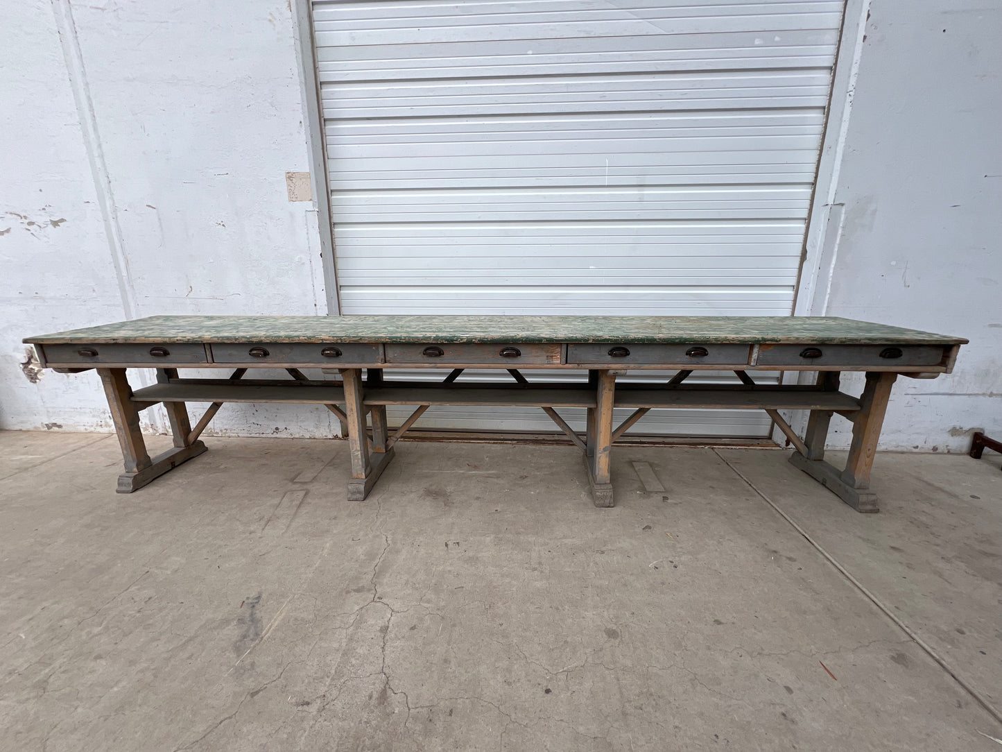 French Painted Work Table /Island with Drawers