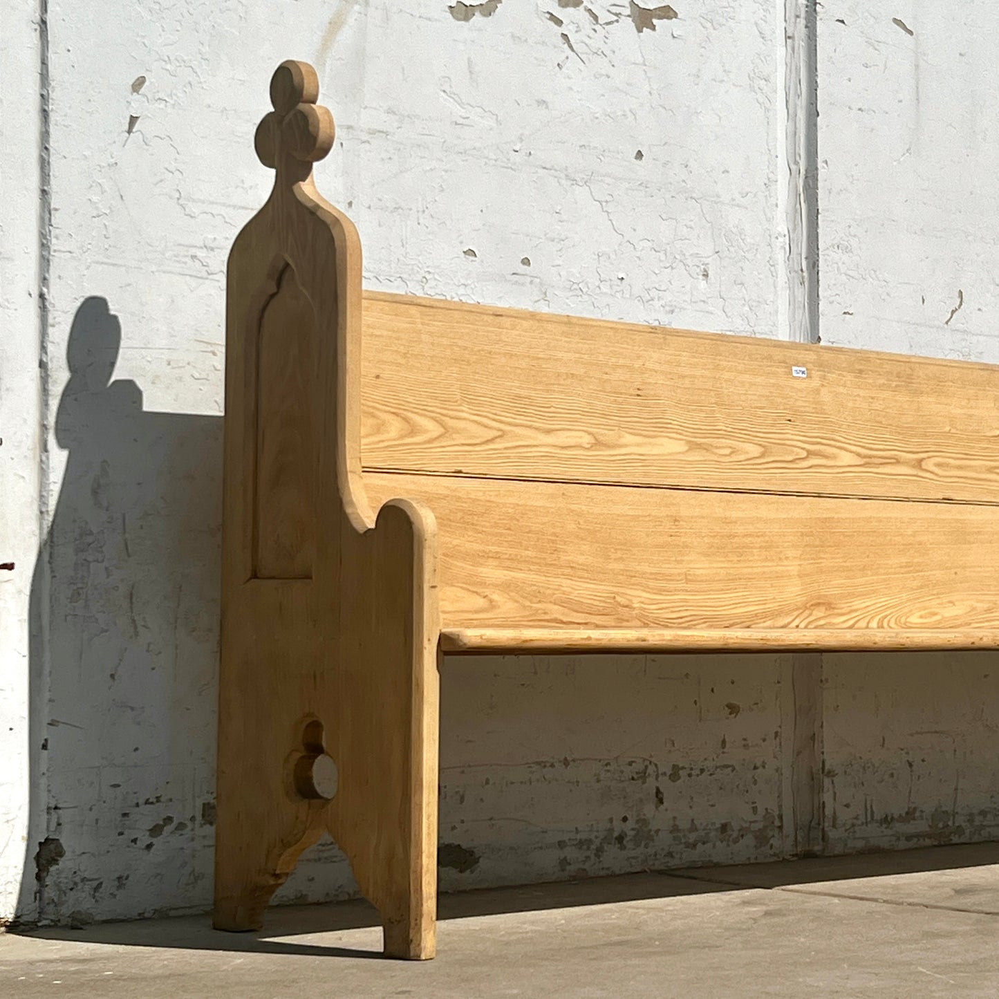 Large Bleached Gothic Church Pew