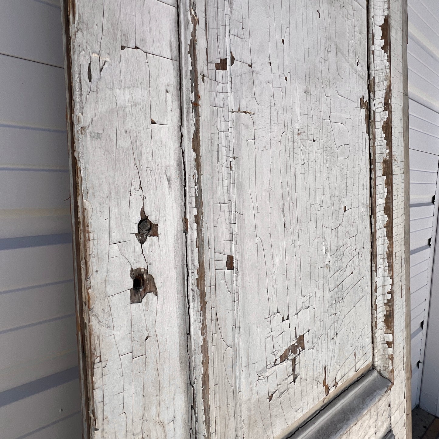 3 Panel Single White Antique Door