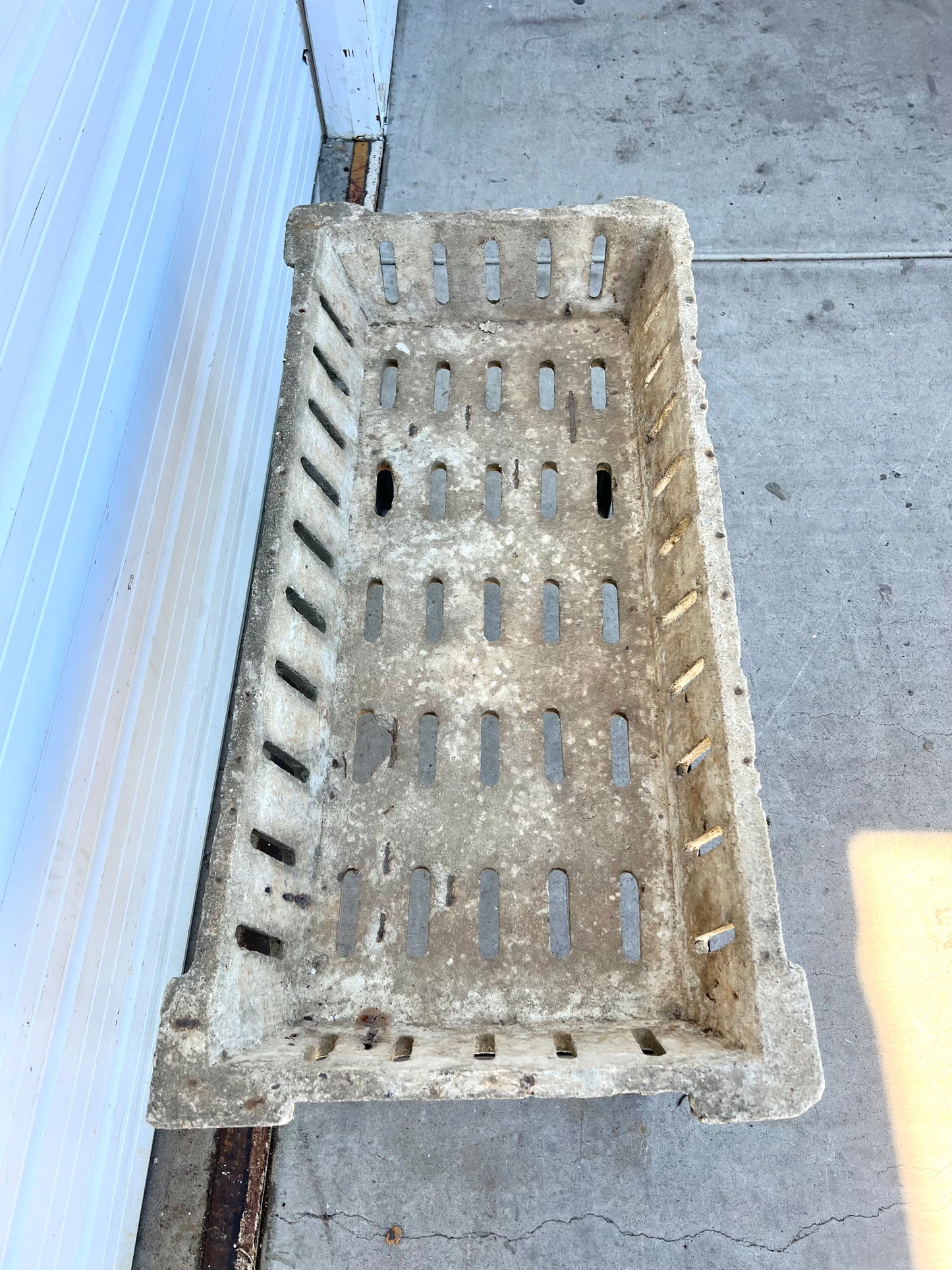 Rectangular Perforated Stone Planter on Iron Stand