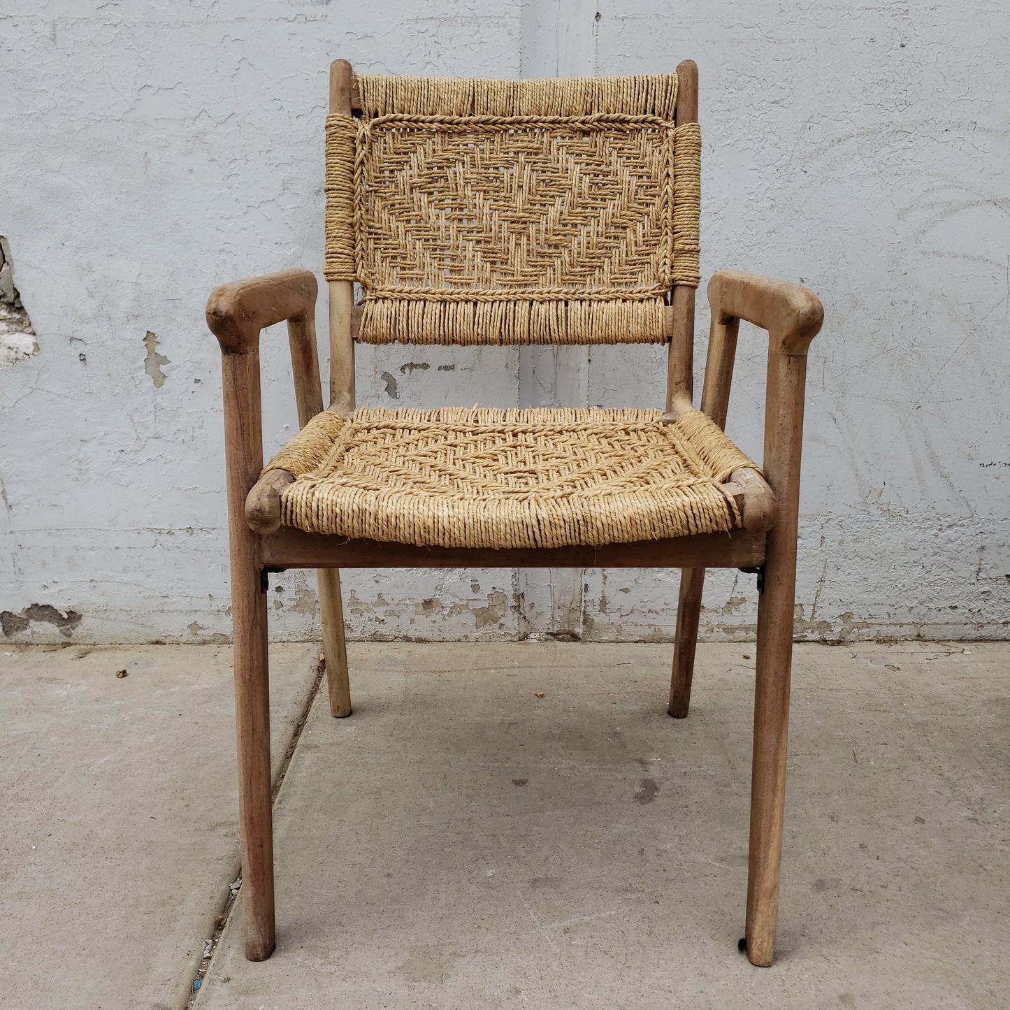 Wood Arm Chair w/Rope
