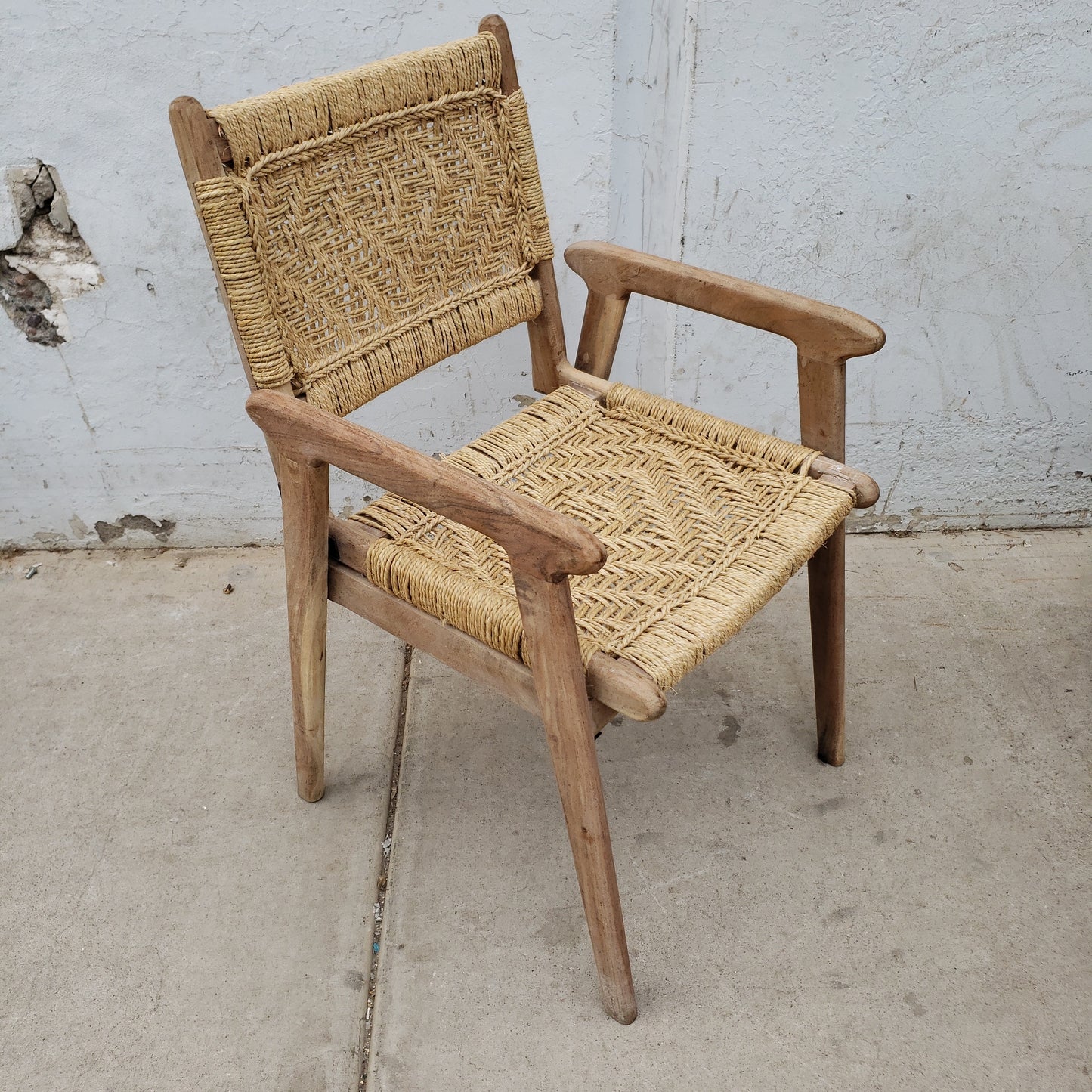 Wood Arm Chair w/Rope
