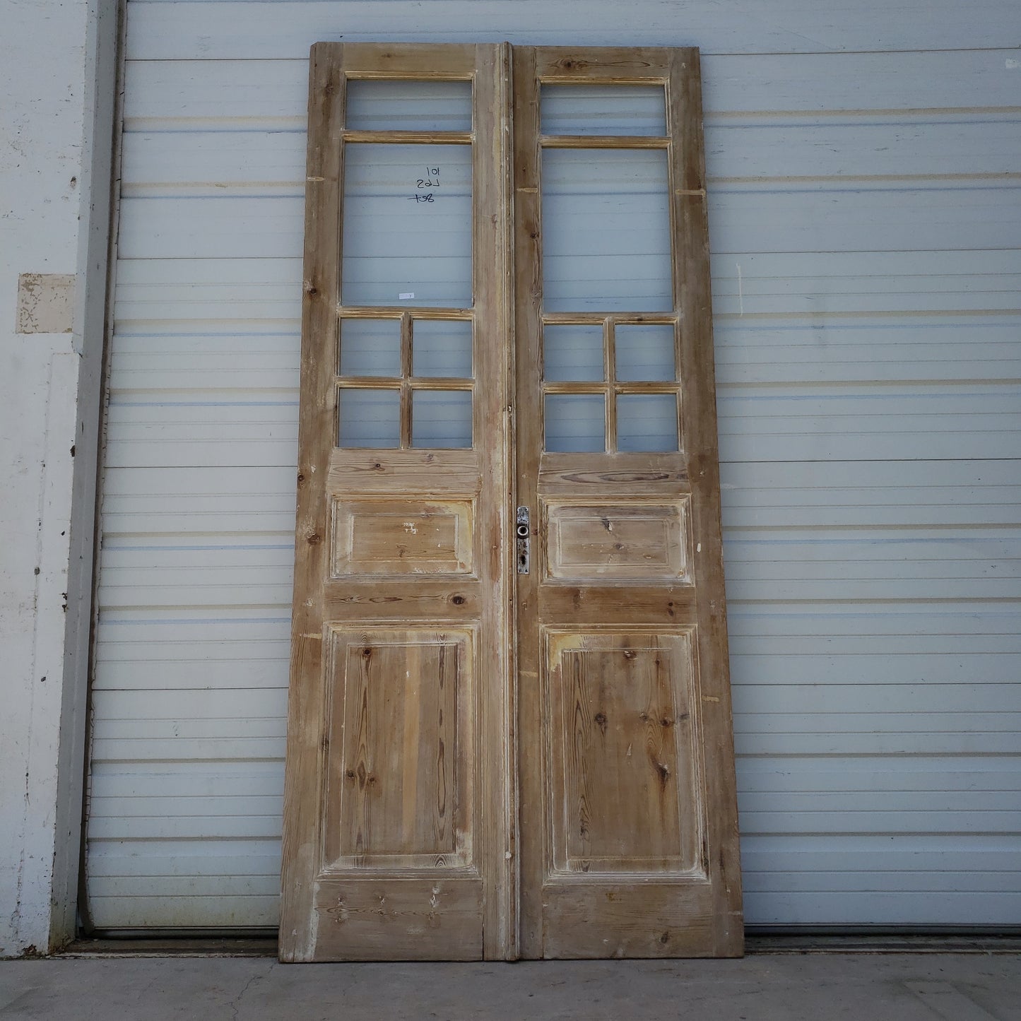 Pair of Washed Antique Doors w/ 6 Lites