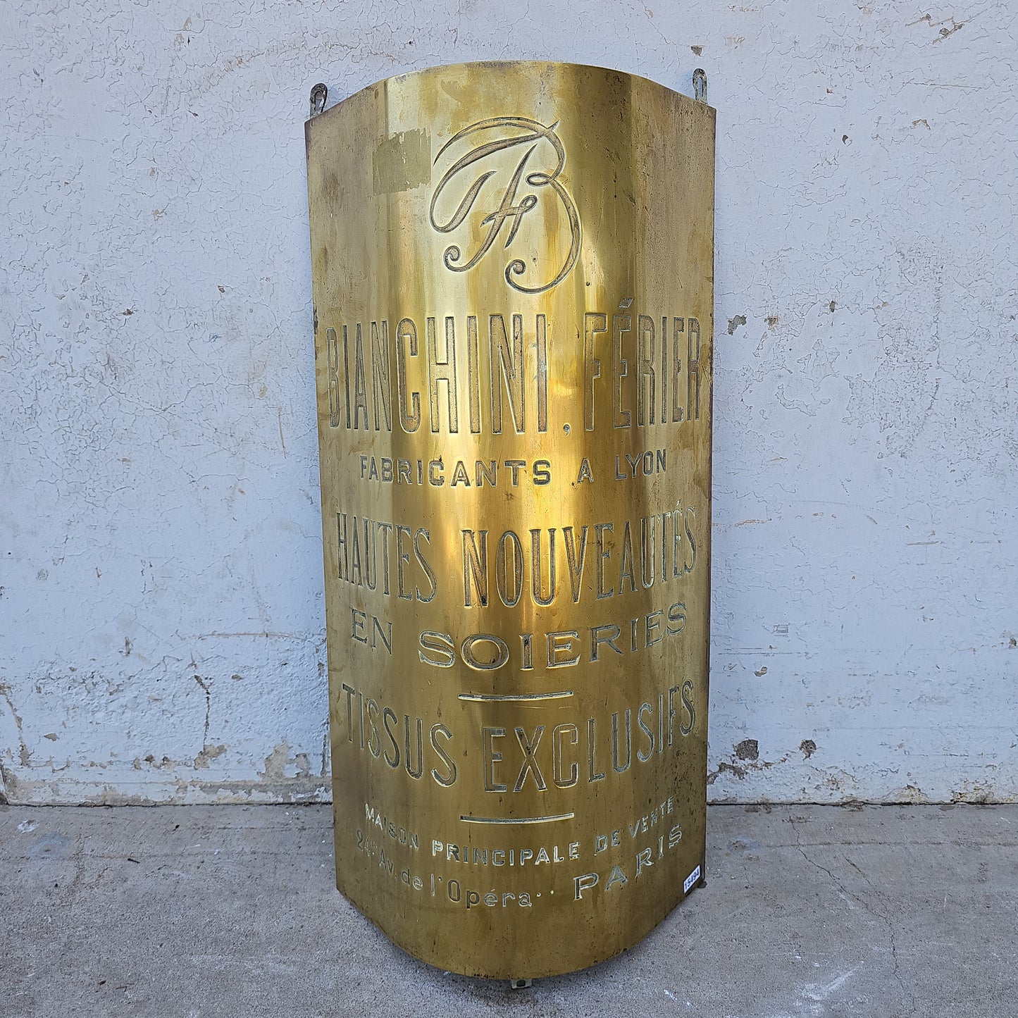 "Bianchini Férier" Brass Store Sign from Paris