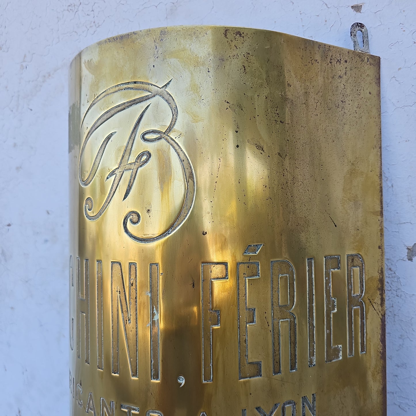 "Bianchini Férier" Brass Store Sign from Paris