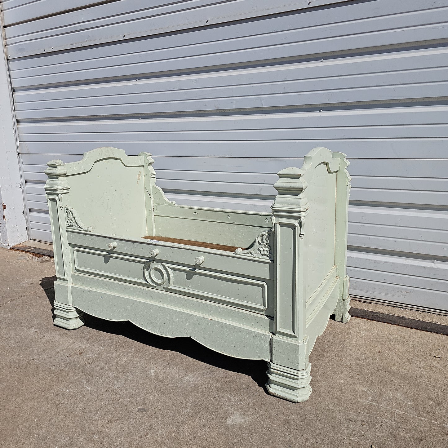 Early Painted Child's (Baby) Bed with Drawer
