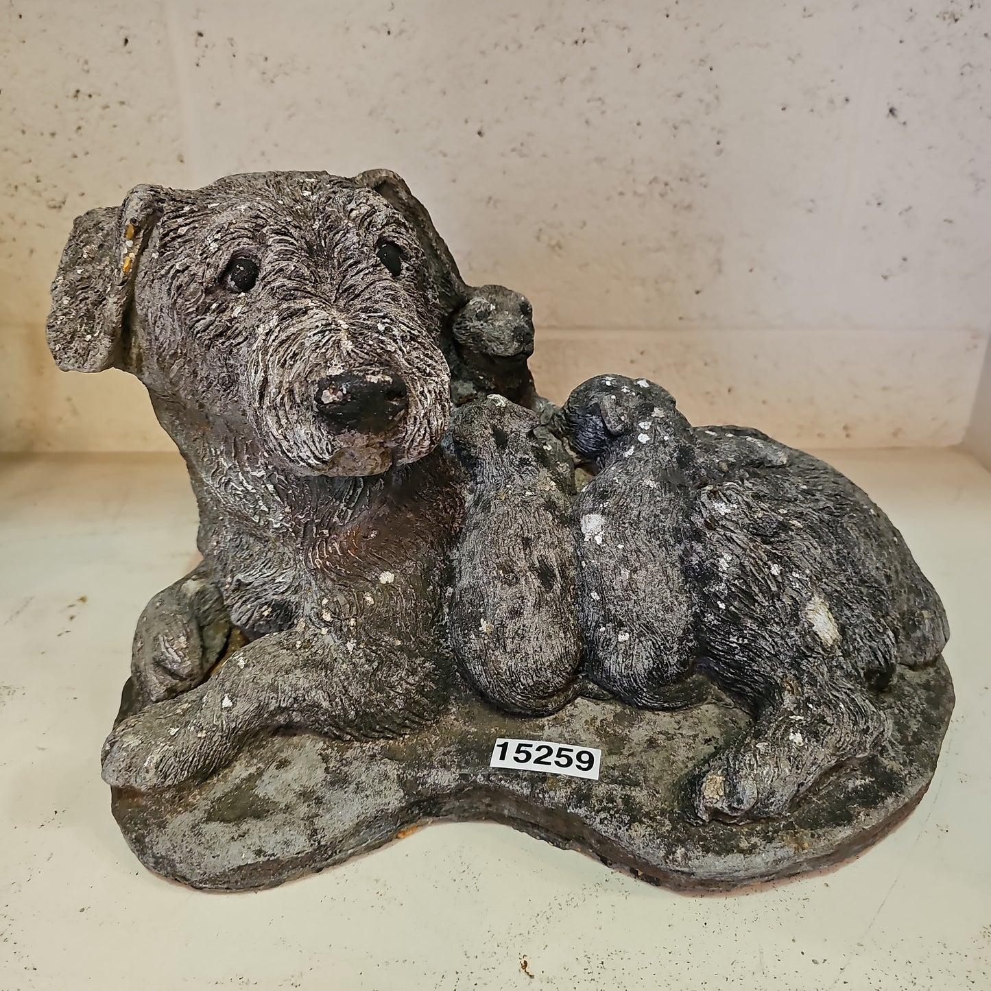 Concrete Dog with Puppies Statue