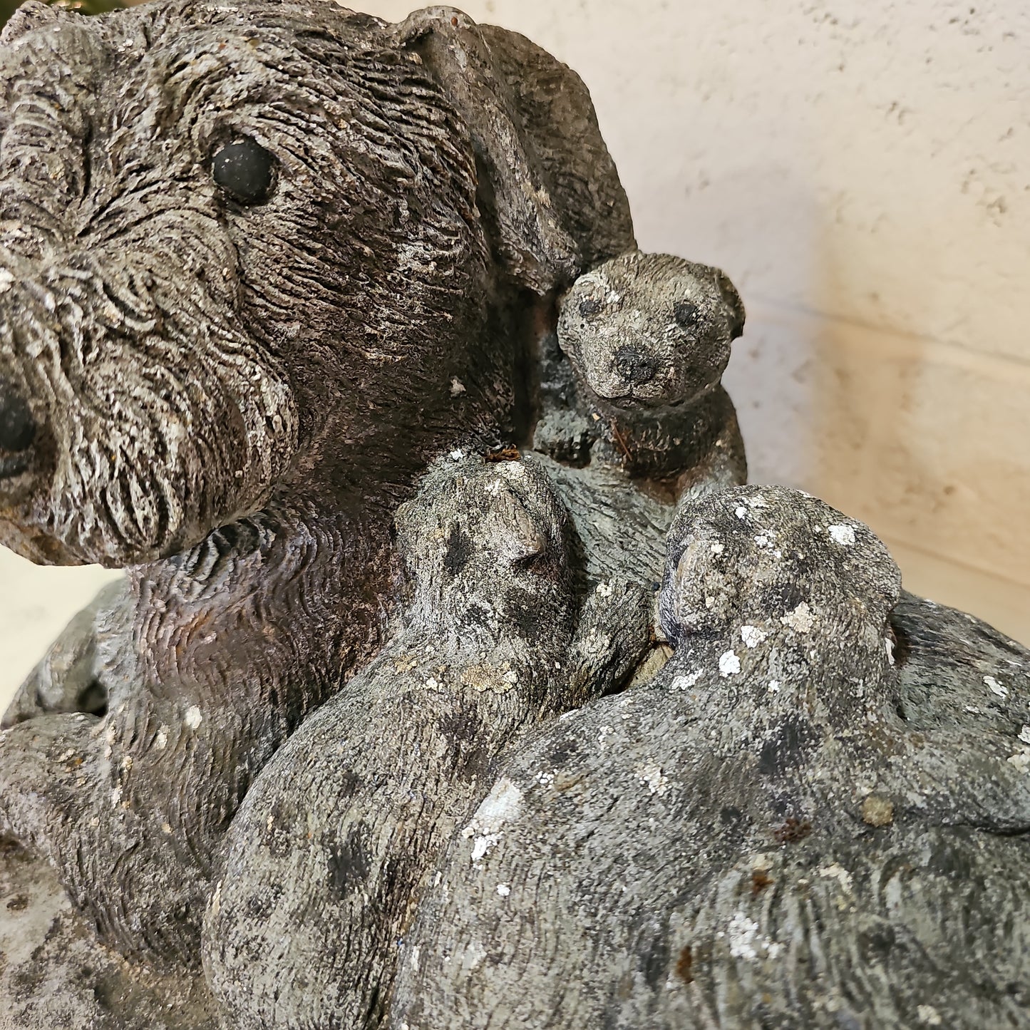 Concrete Dog with Puppies Statue