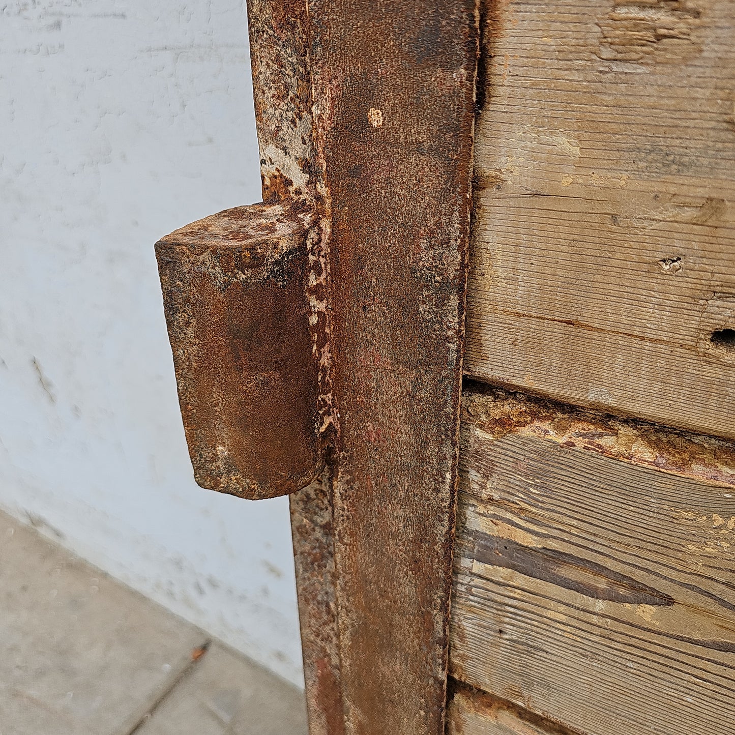 Pair of Arched Wood Doors w/Iron Trim