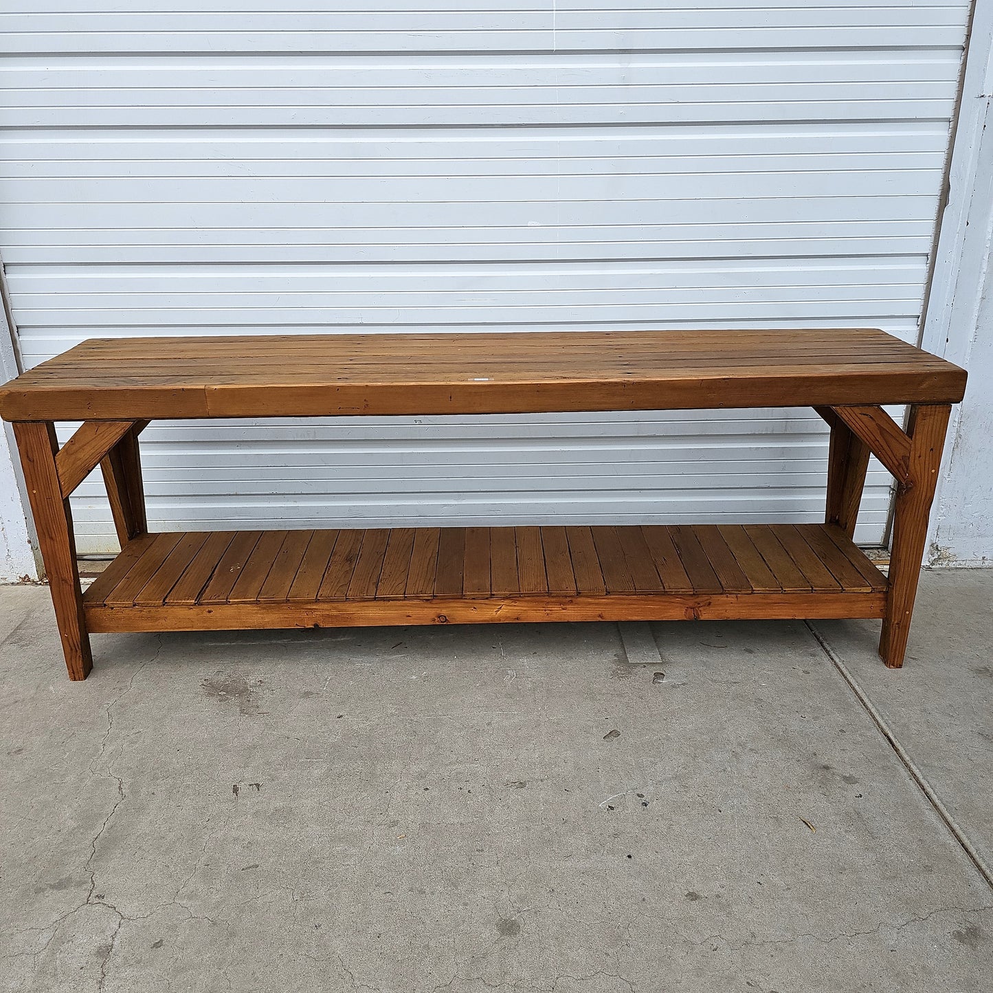 Industrial Slatted Wood Work Table