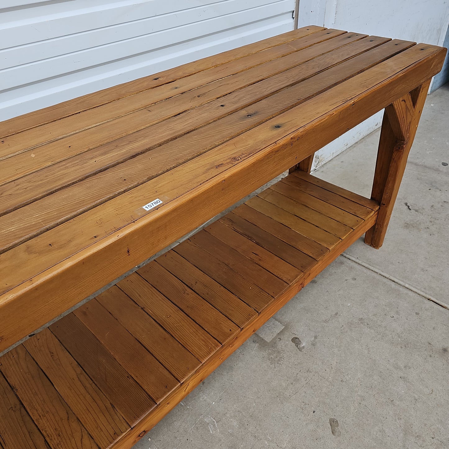 Industrial Slatted Wood Work Table