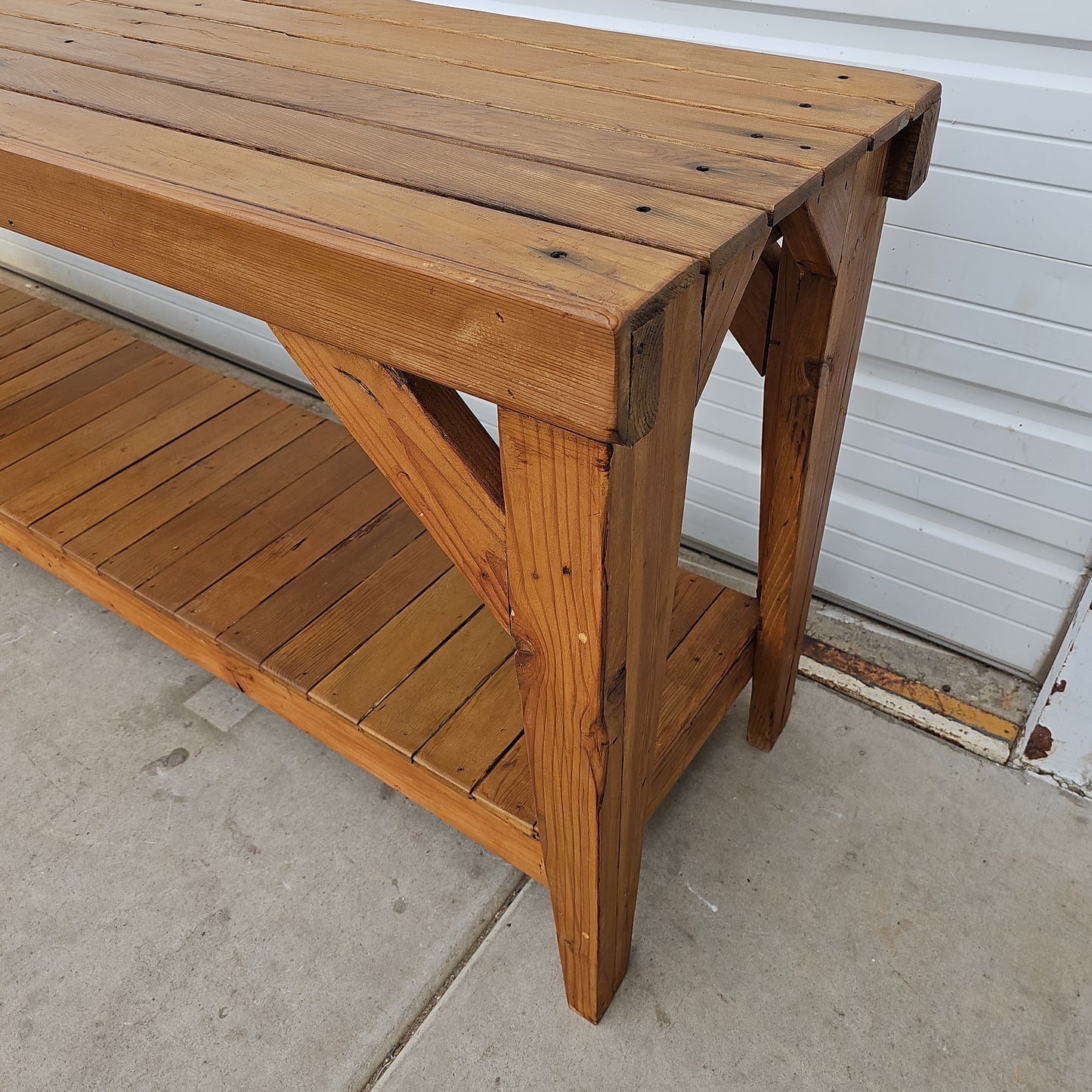 Industrial Slatted Wood Work Table