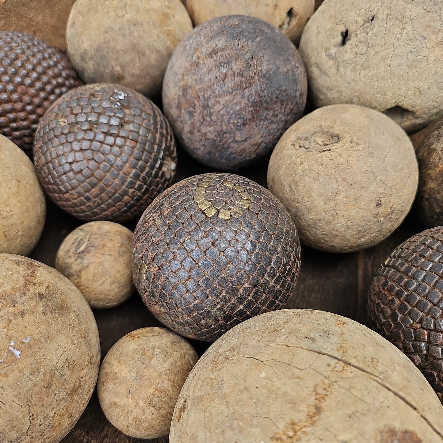 16 Piece Lot of Wood and Metal Decorative Balls