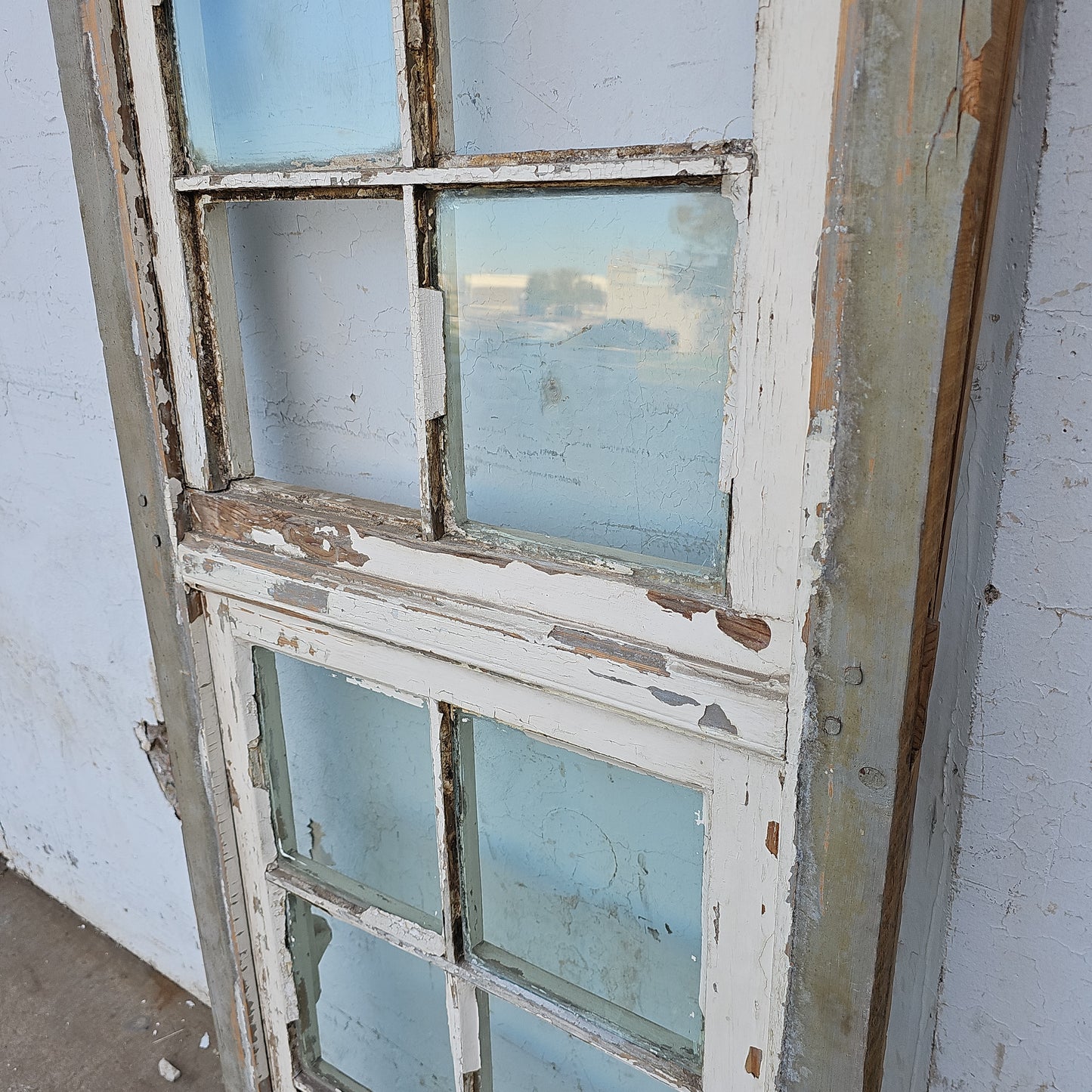 Rectangle 10 Pane White Wood Window with Transom