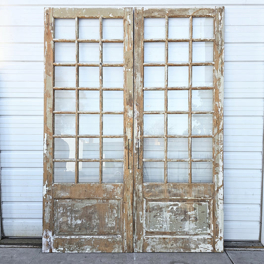 Pair of Painted French Doors w/42 Glass Lites