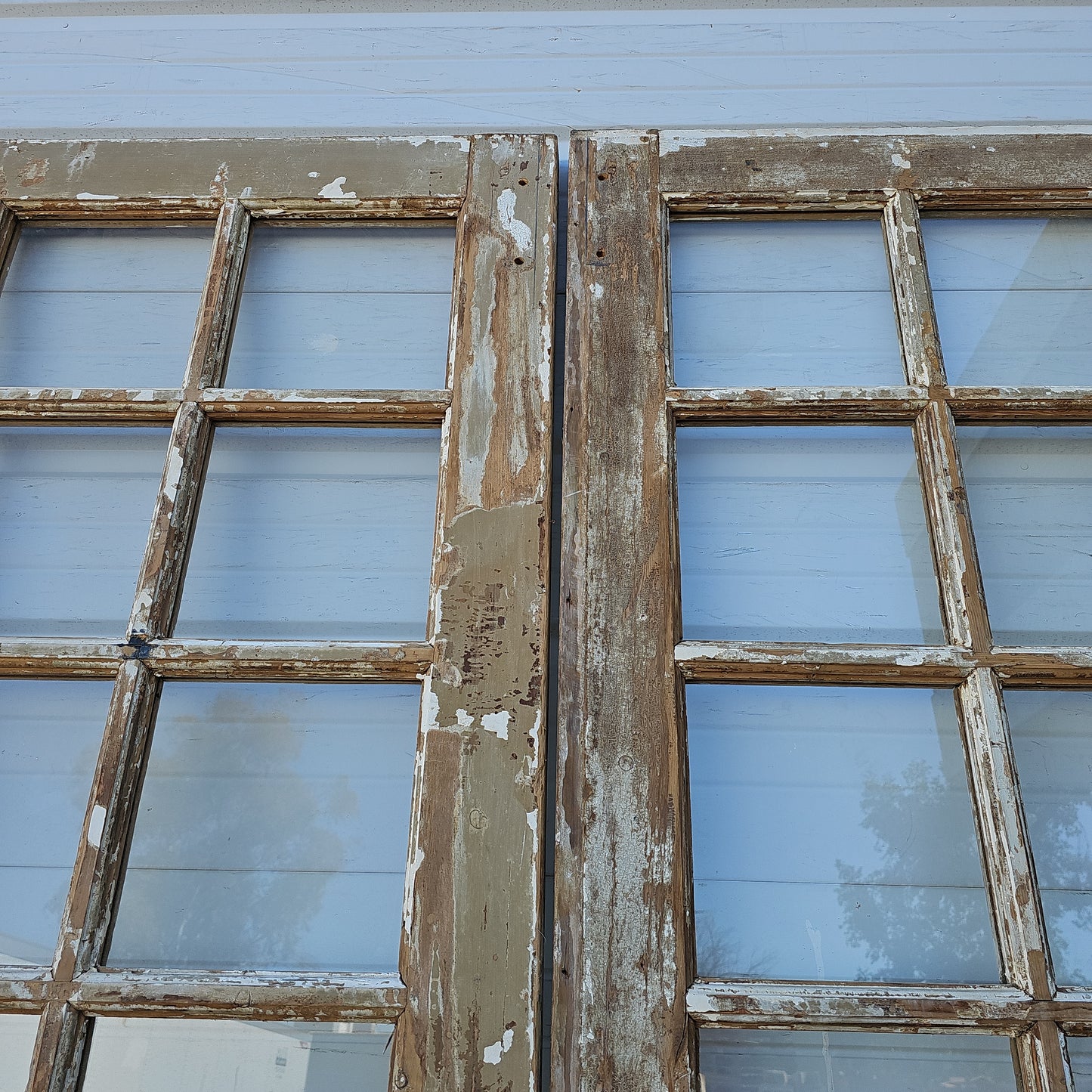 Pair of Painted French Doors w/42 Glass Lites