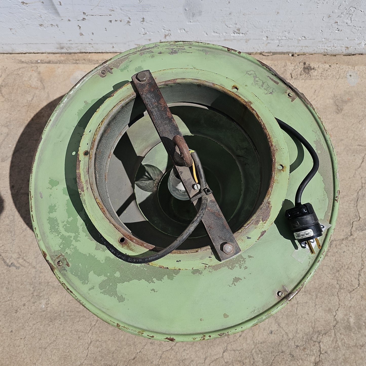 Antique Green Metal Pendant Light, c.1930 Holland