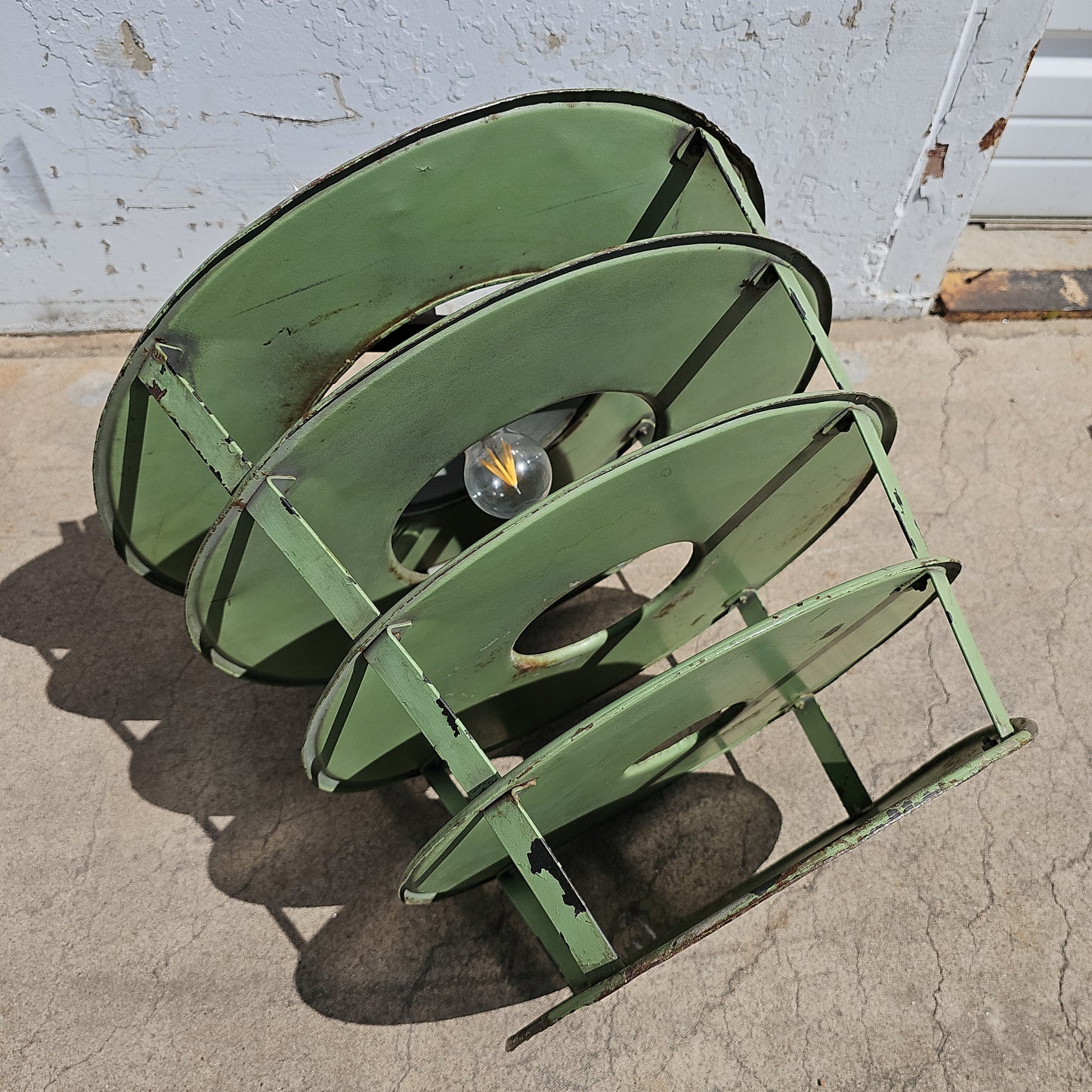 Antique Green Metal Pendant Light, c.1930 Holland