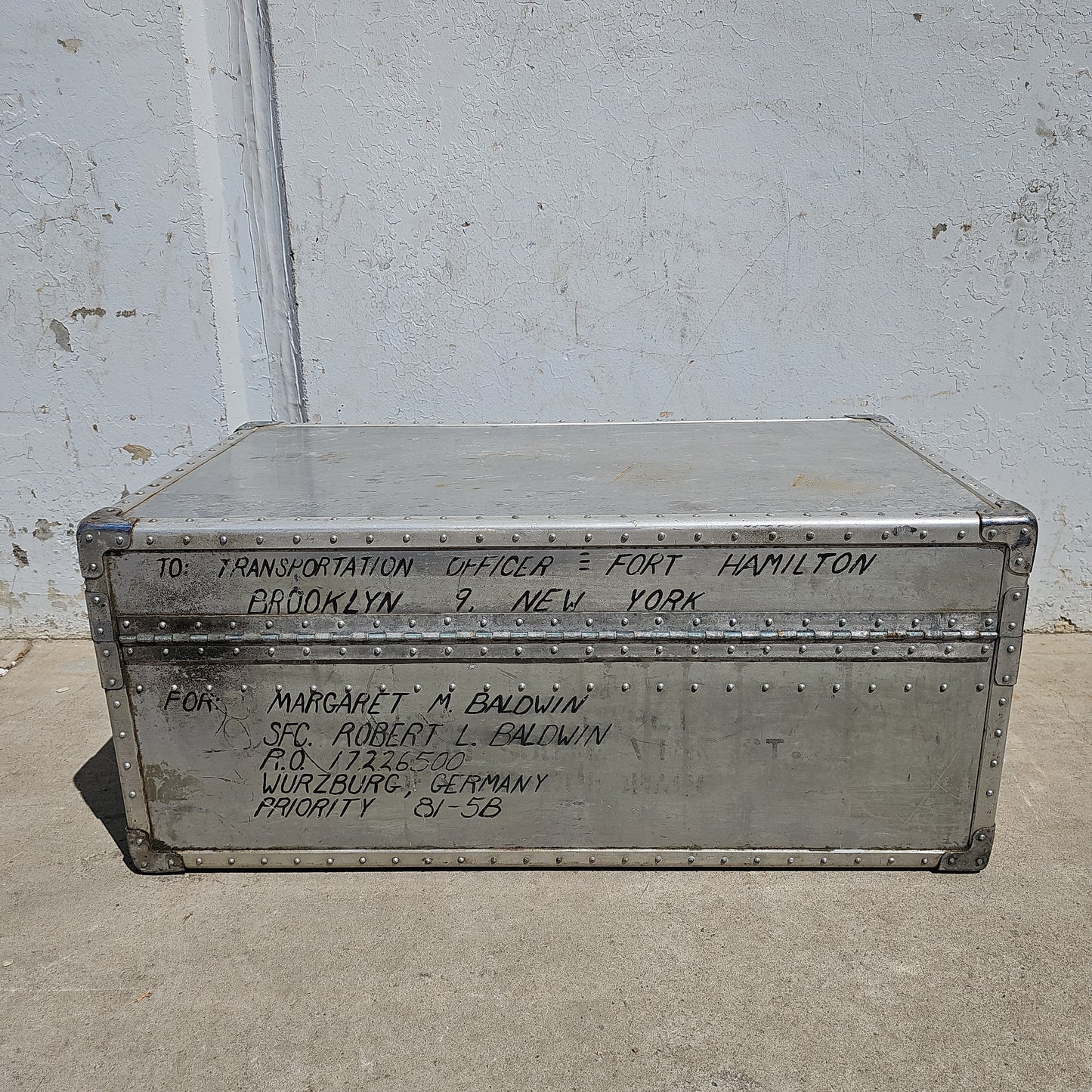 Vintage Aluminum Metal Trunk