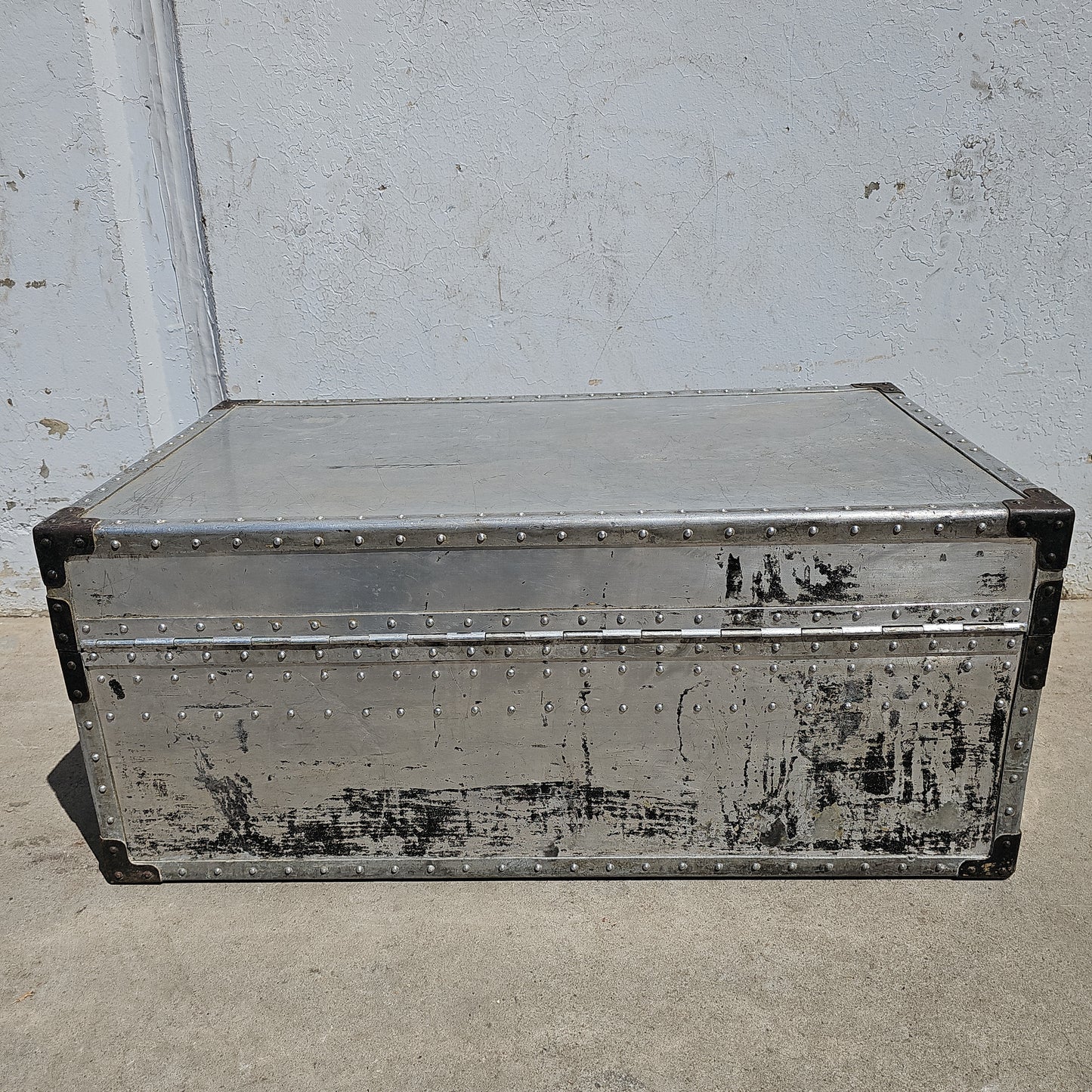 Vintage Aluminum Metal Trunk