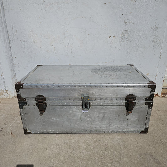 Vintage Aluminum Metal Trunk