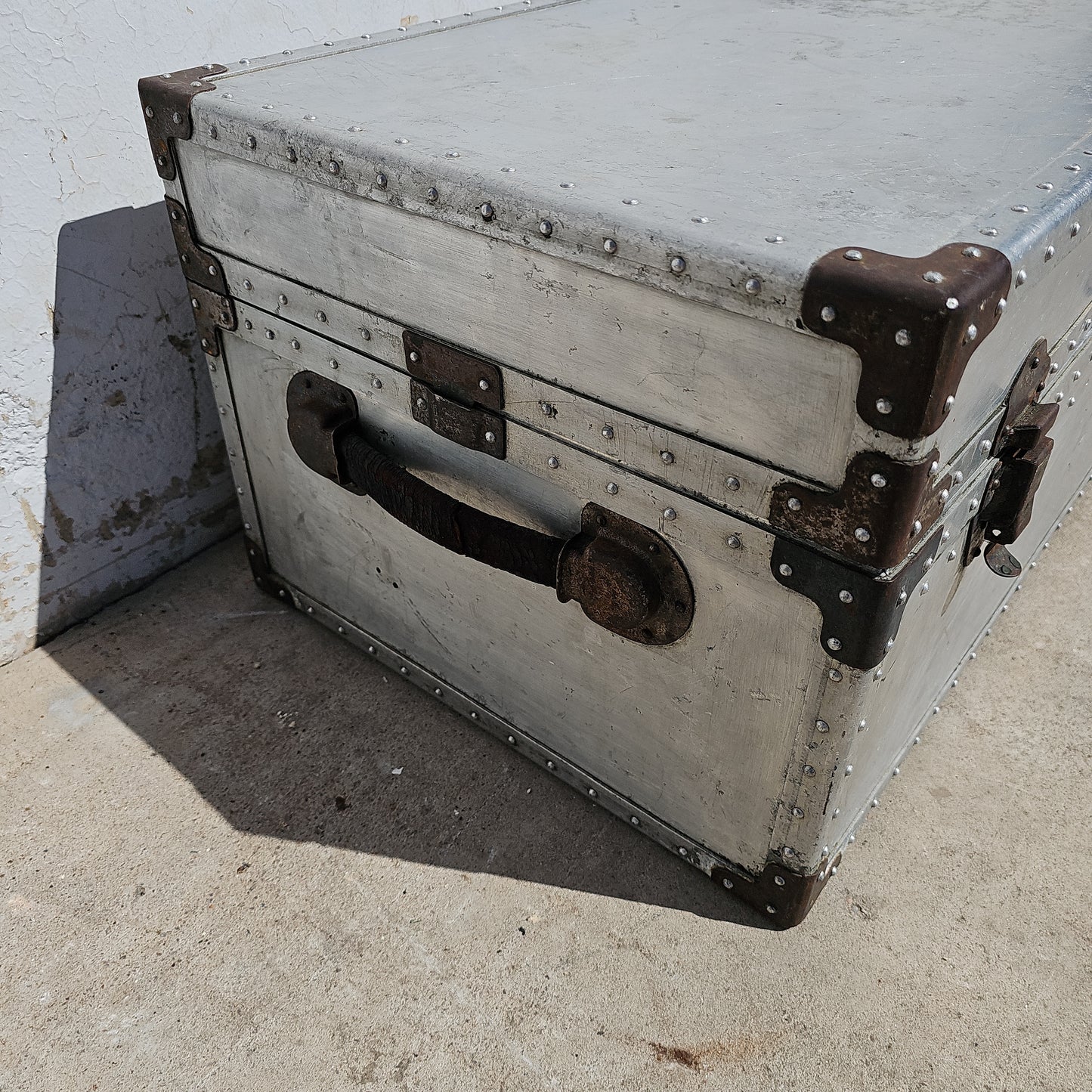 Vintage Aluminum Metal Trunk