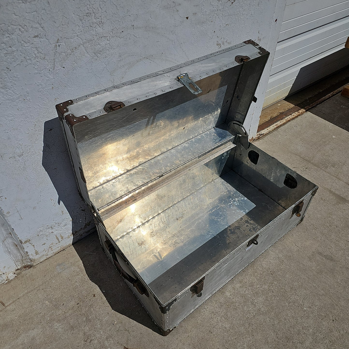 Vintage Aluminum Metal Trunk