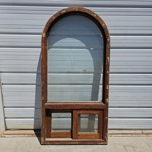 Arched Wood Window w/2 panes bottom