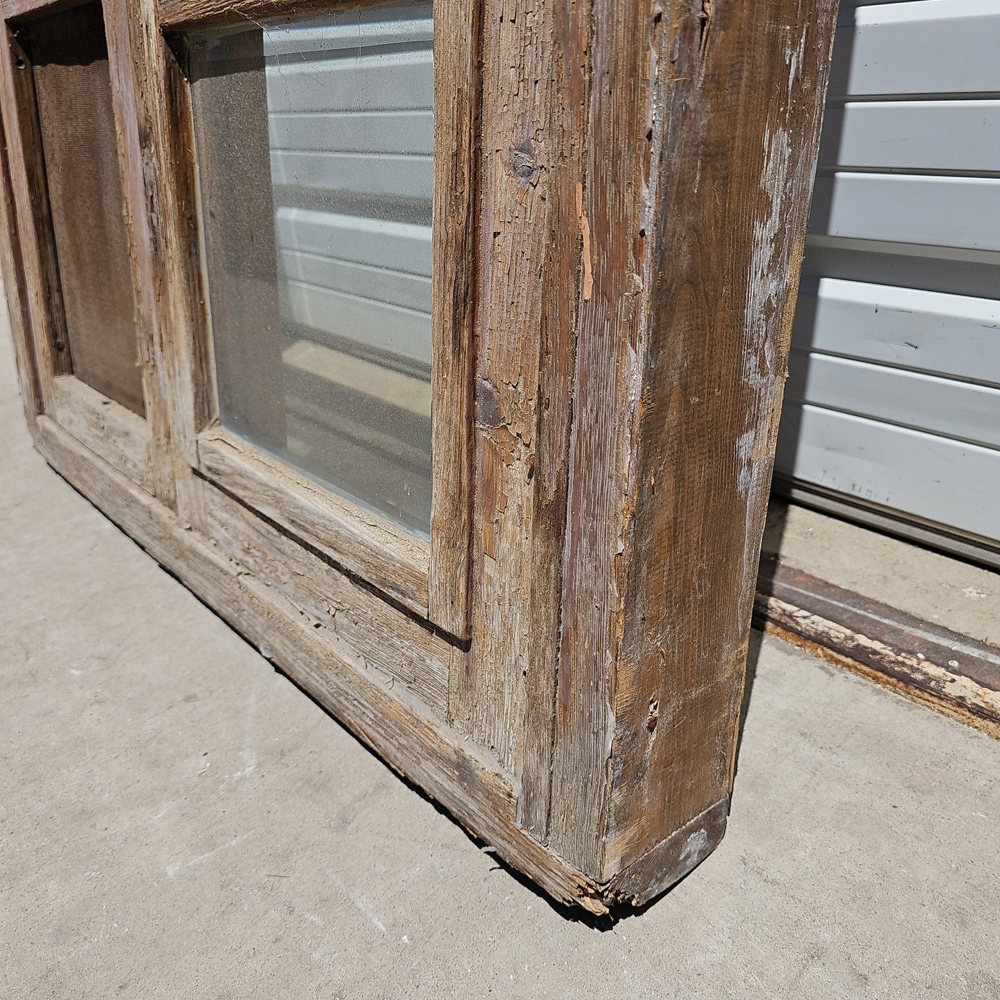 Arched Wood Window w/2 Sliding Glass Bottom Panes