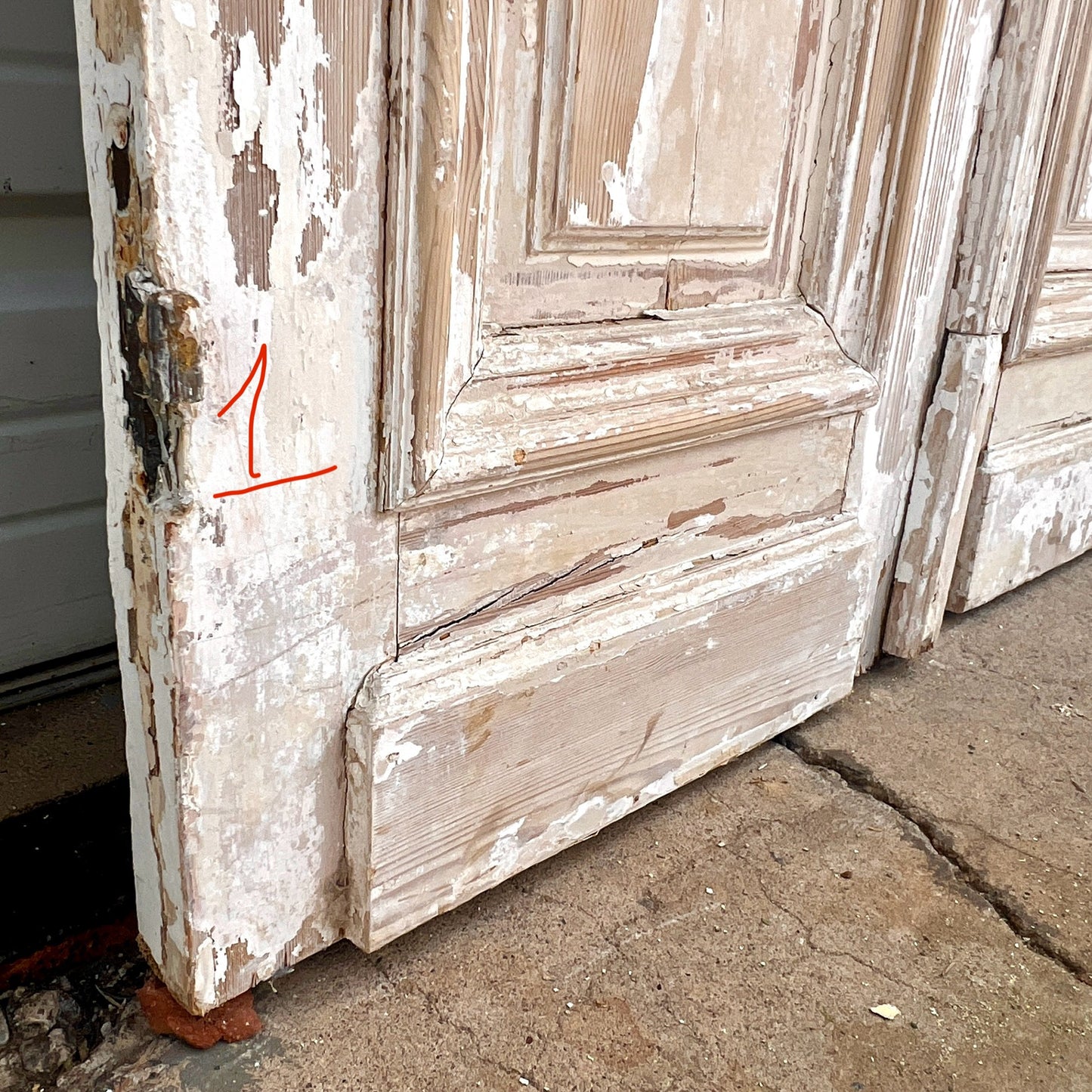 Pair of Antique 4 Panel Washed Wood Doors