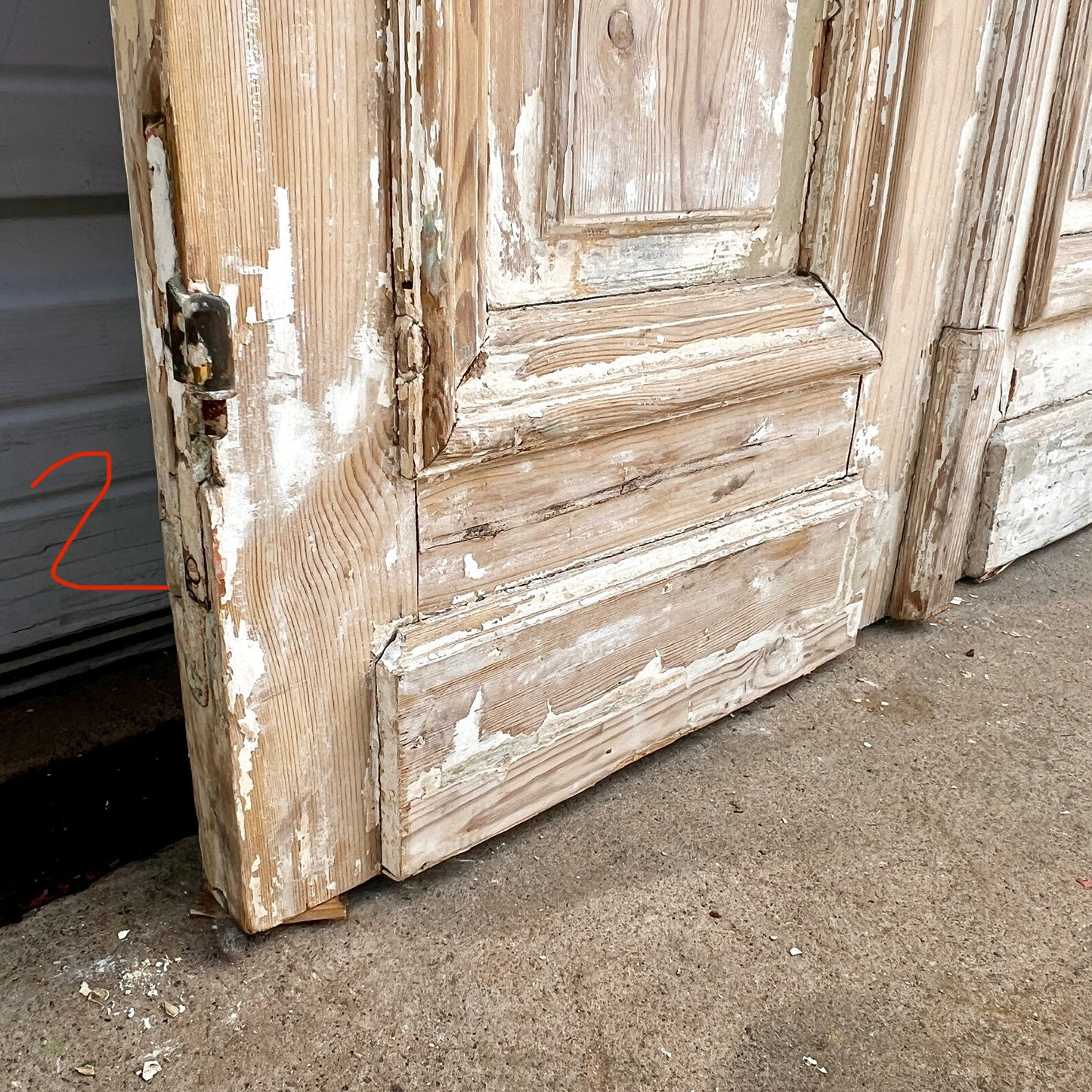 Pair of Antique 4 Panel Washed Wood Doors