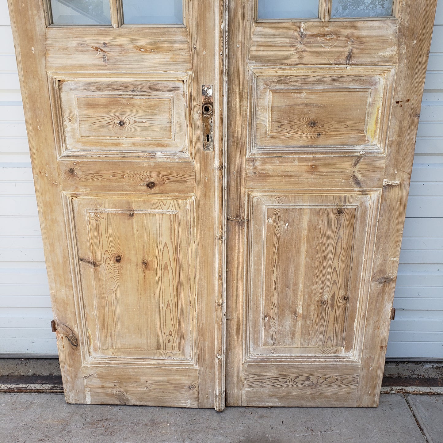 Pair of Washed Antique Doors w/ 6 Lites