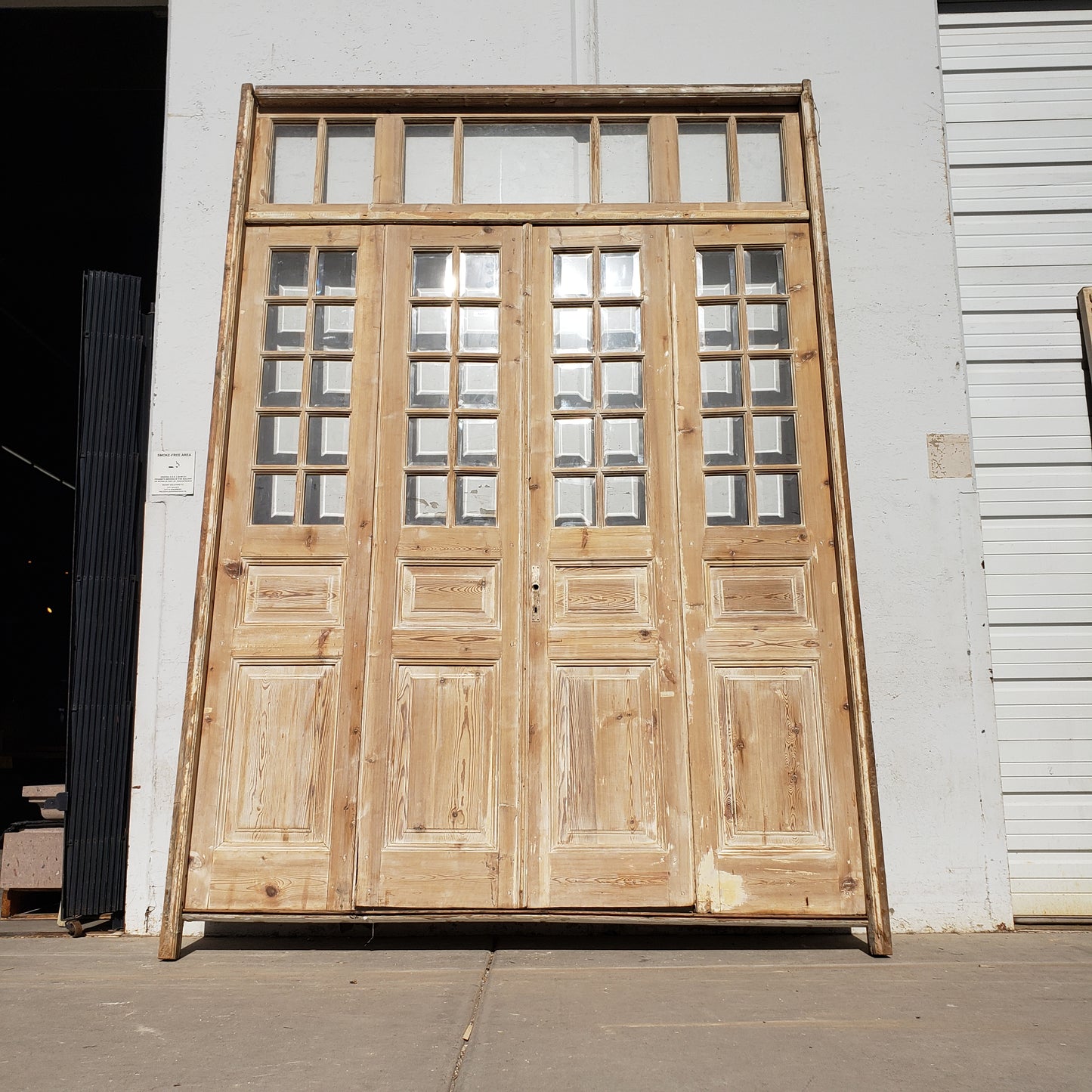 Set of Washed Antique Wood Doors w/47 Lites and Transom