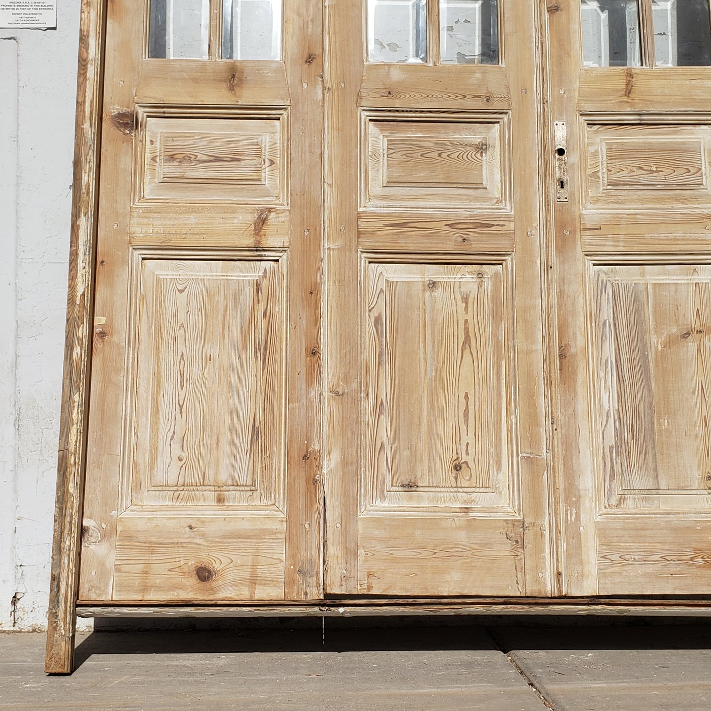 Set of Washed Antique Wood Doors w/47 Lites and Transom