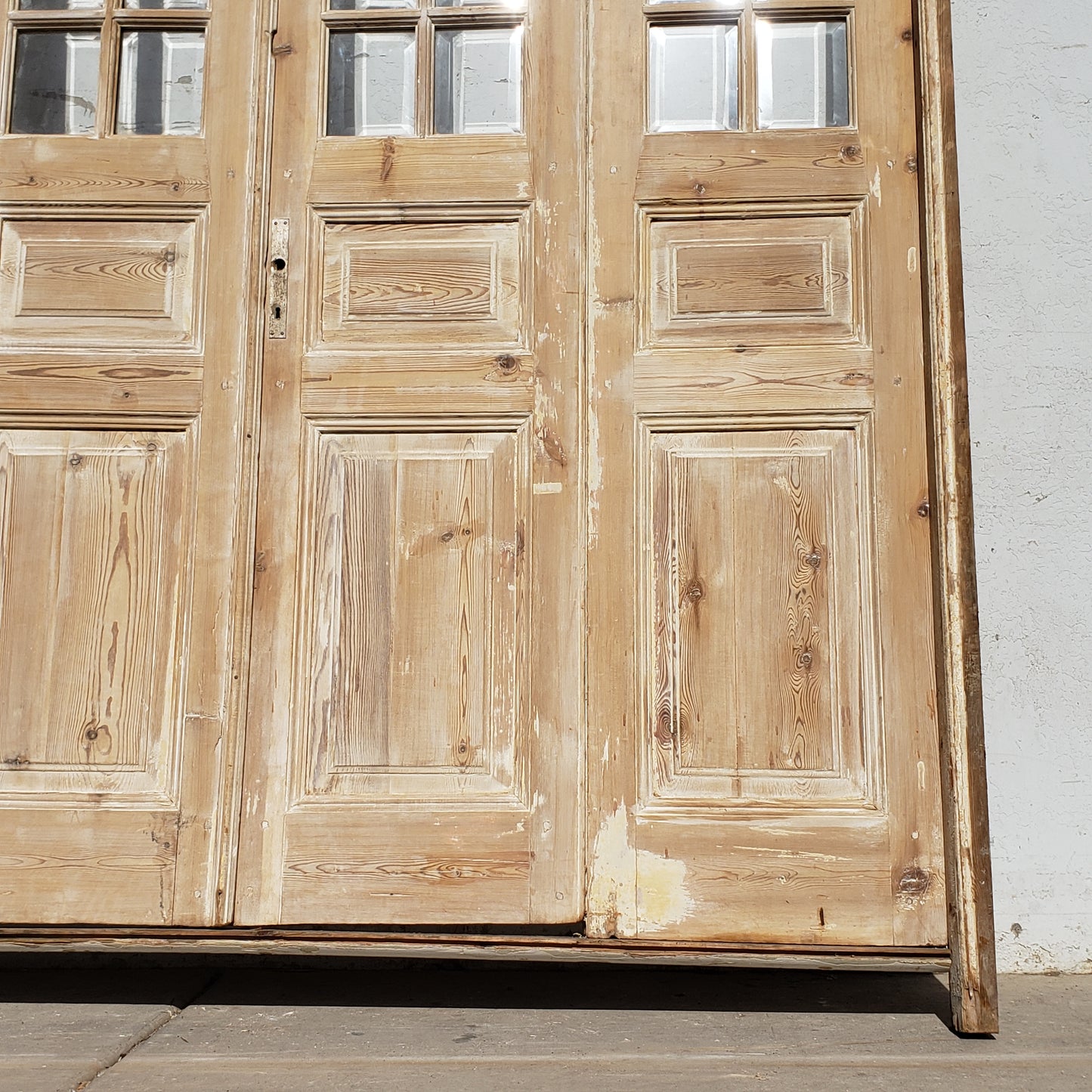 Set of Washed Antique Wood Doors w/47 Lites and Transom