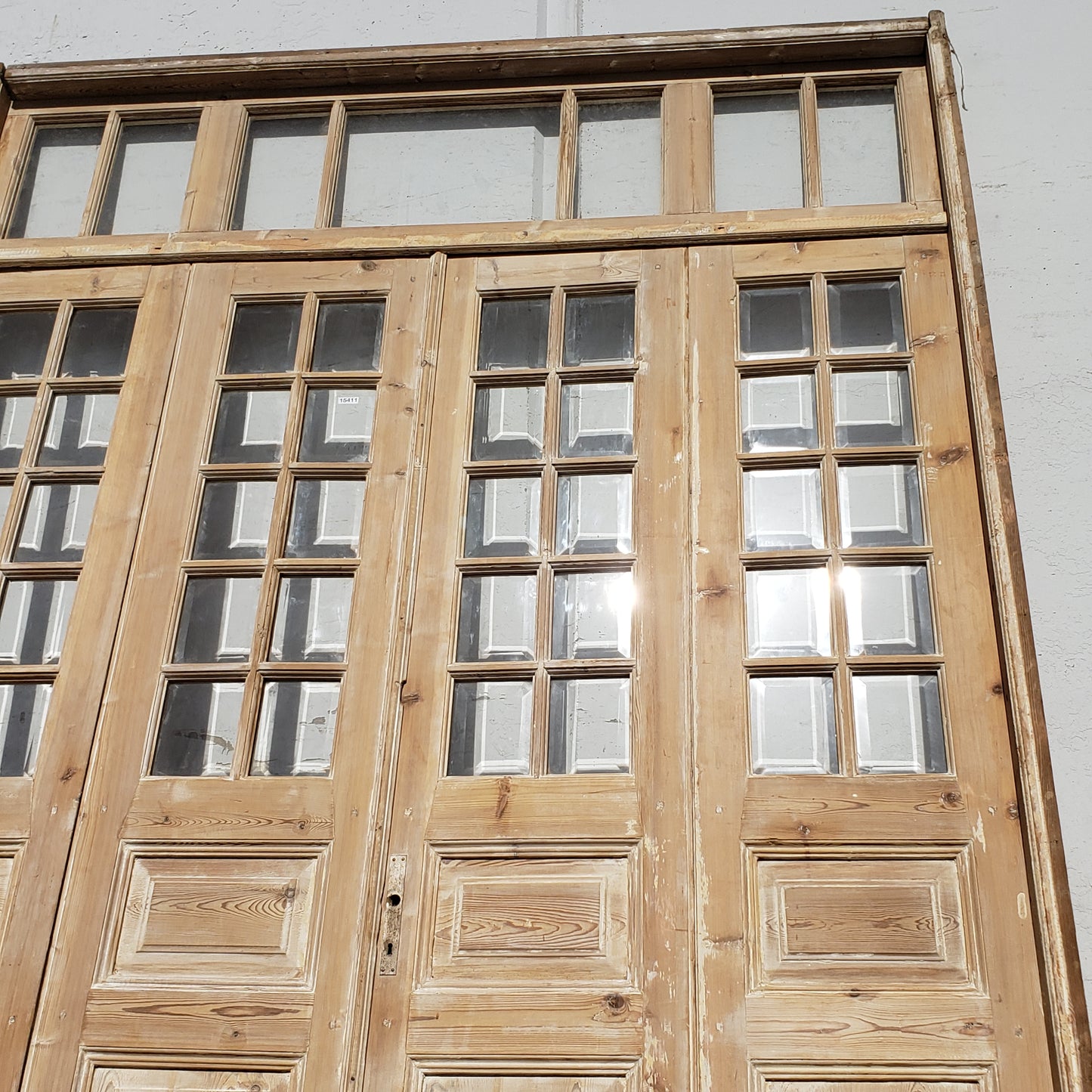 Set of Washed Antique Wood Doors w/47 Lites and Transom