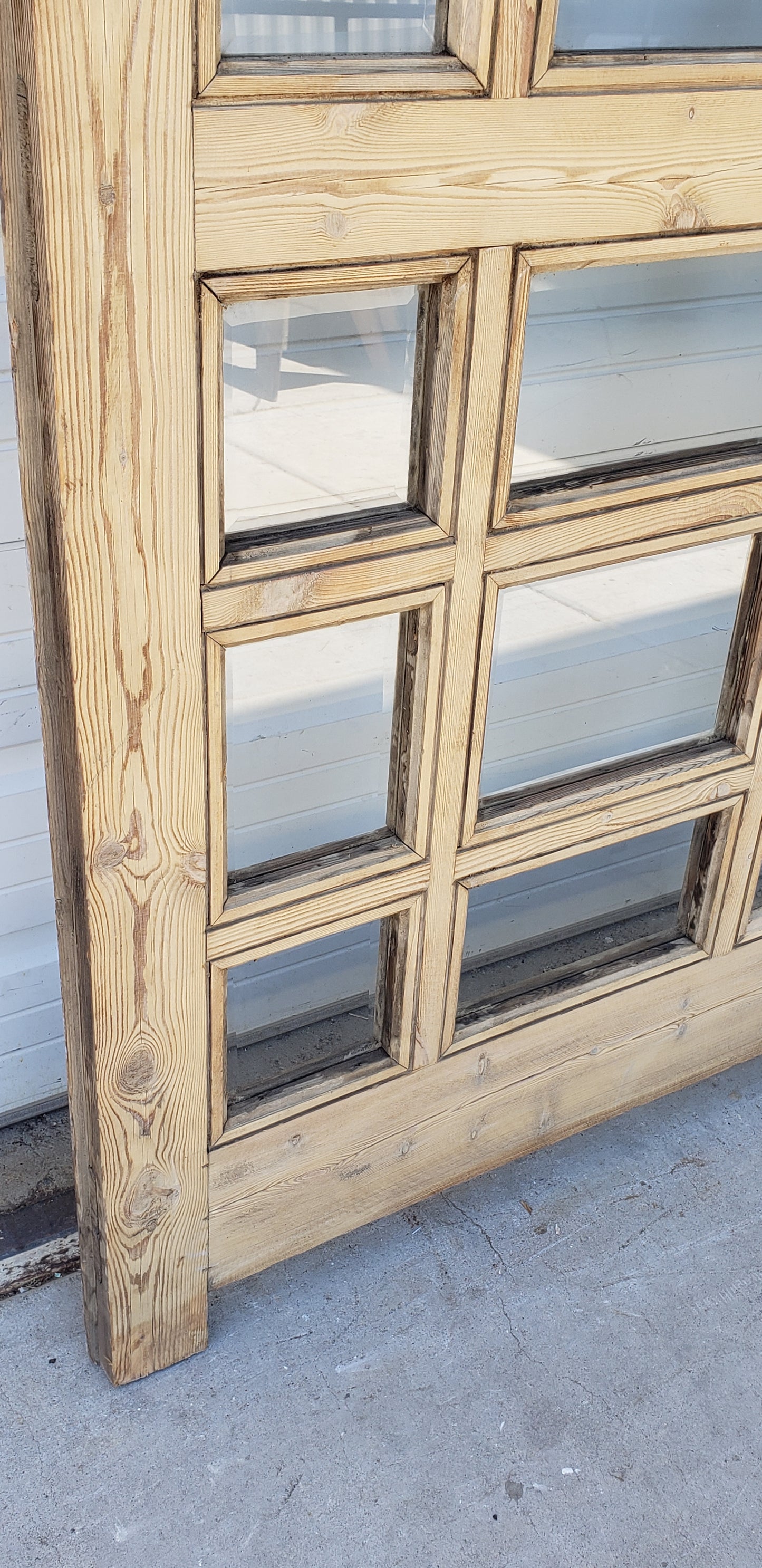Single Washed Antique Arched Wood Door/Window w/21 Lites