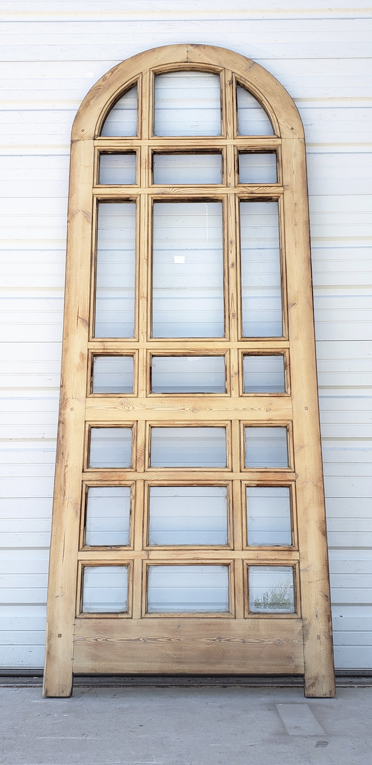 Single Washed Antique Arched Wood Door/Window w/21 Lites