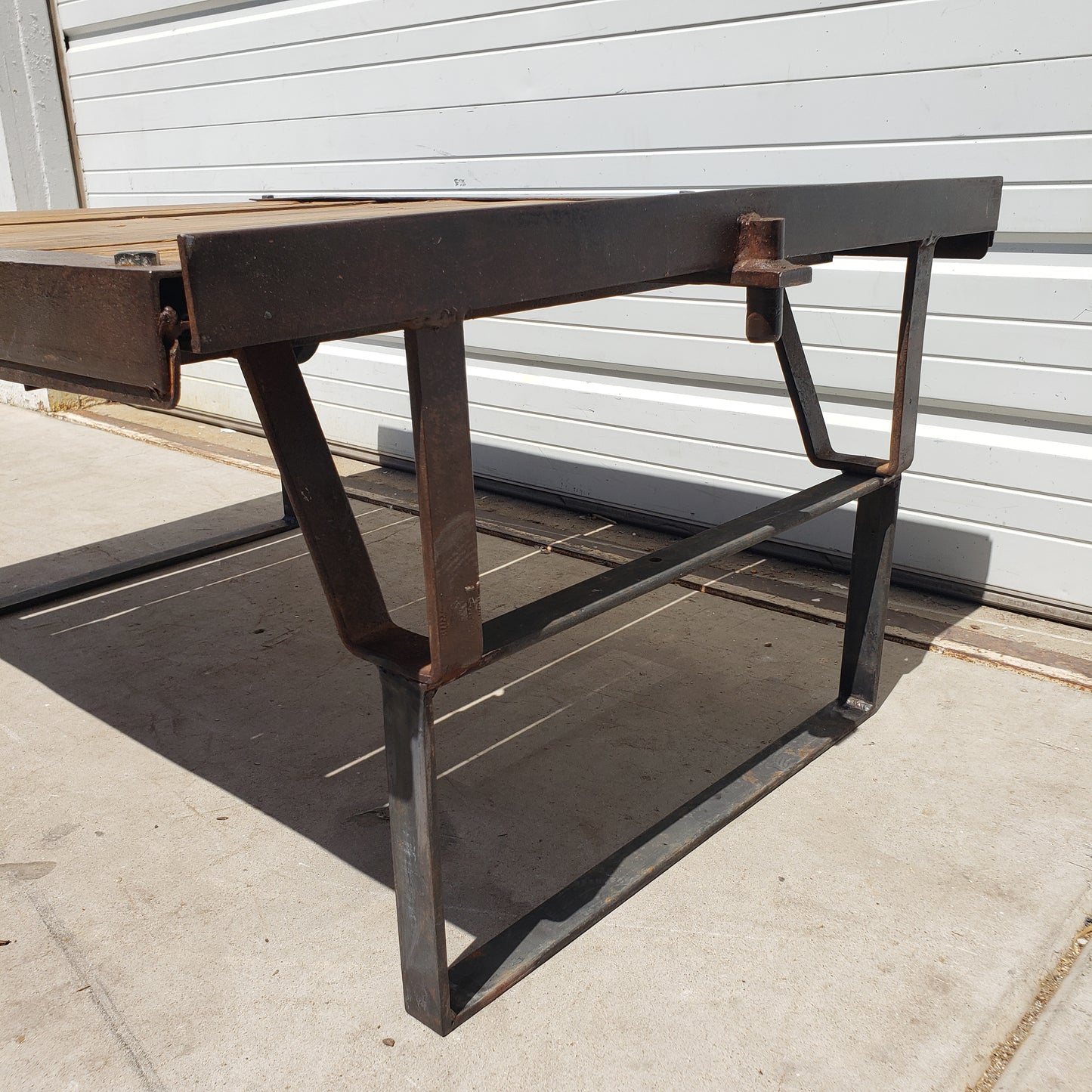 Repurposed Factory Coffee Table Trolley with Barn Wood Top