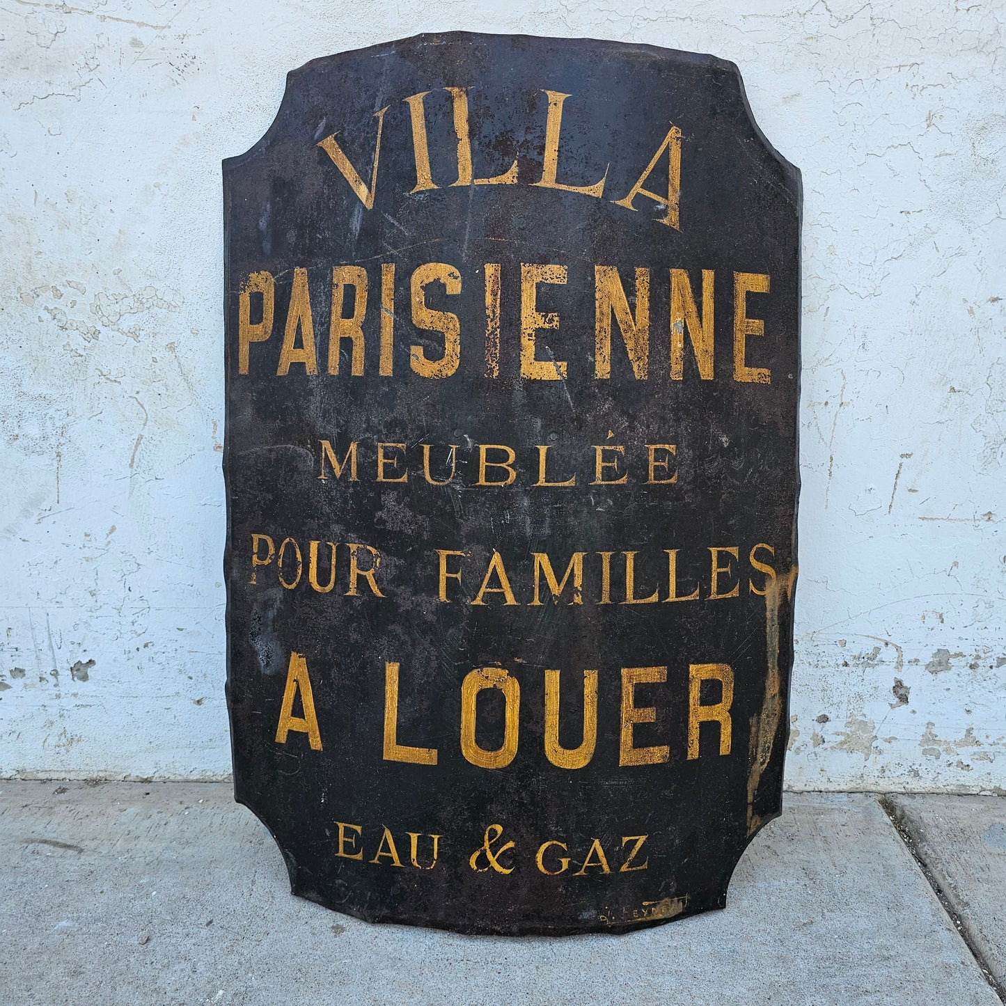 Antique French Metal Sign "Villa Parisienne Sign"