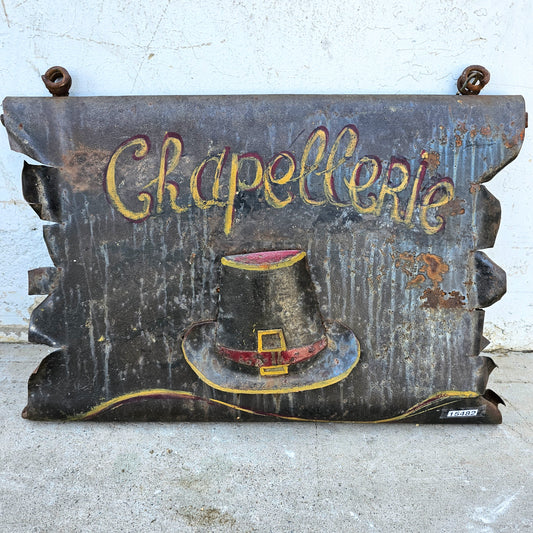 Antique French Hat Maker Sign "Chapellerie"