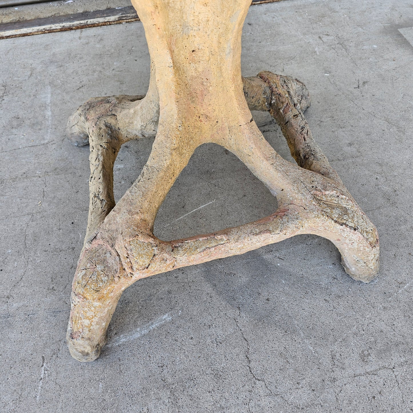 French Table with Faux Bois Base and Stone Top