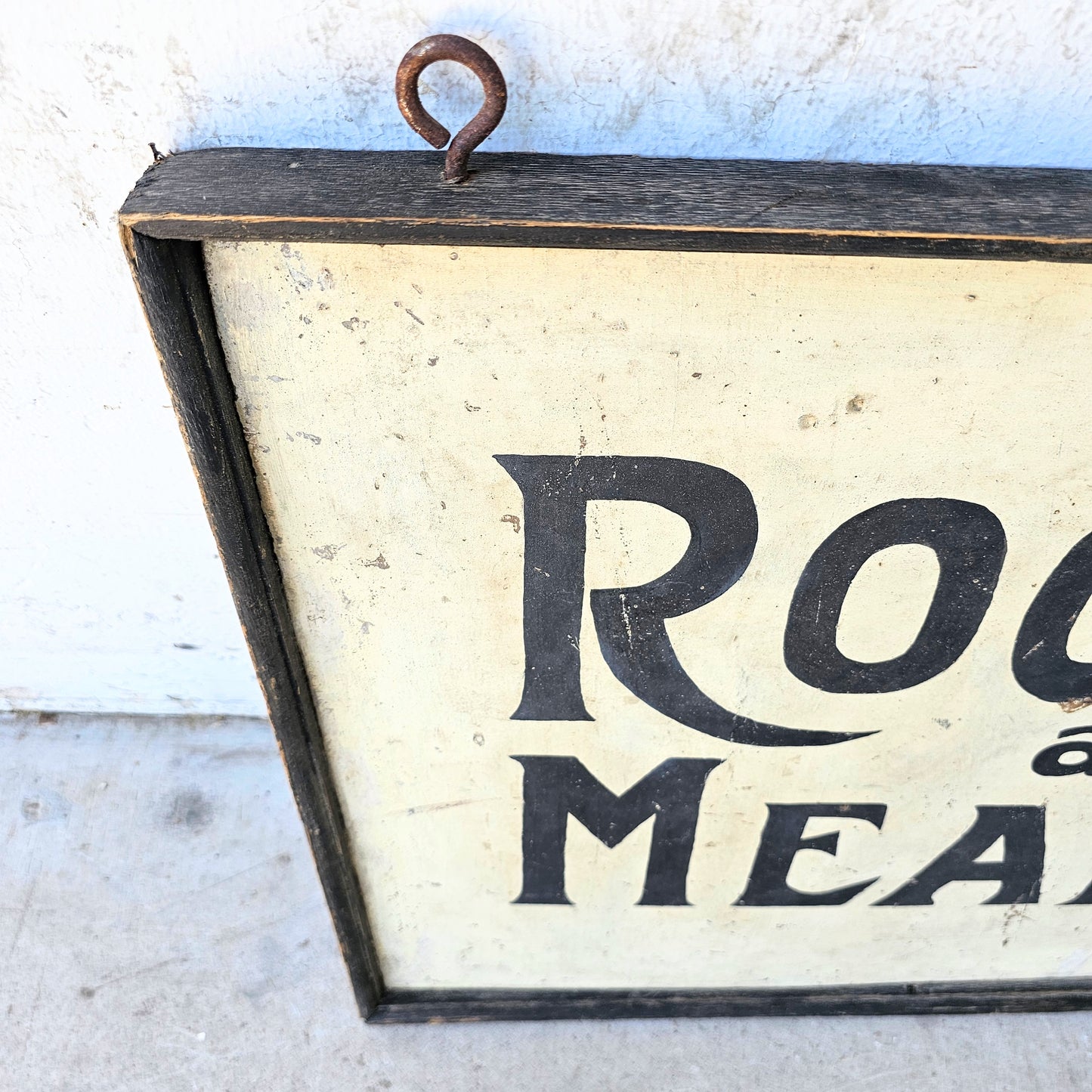 Antique Wooden Rooms and Meals Sign