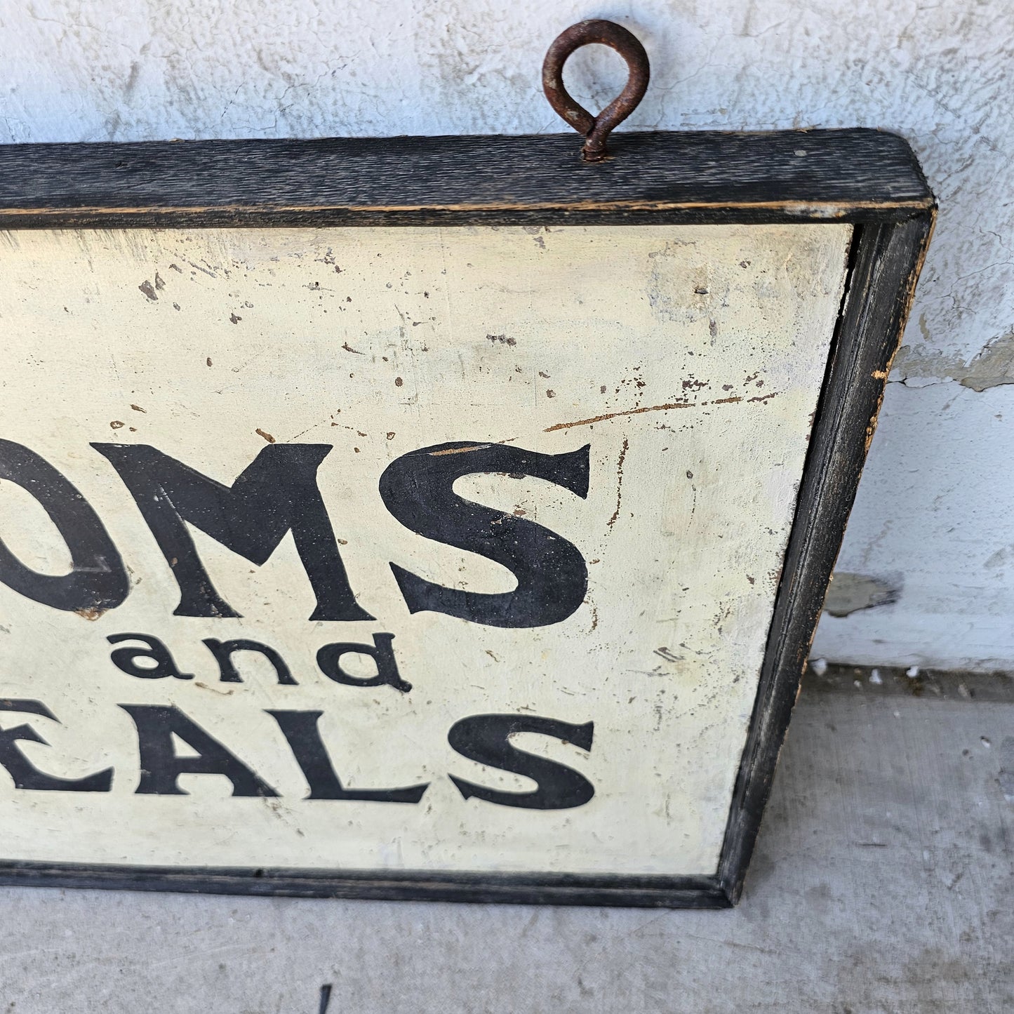 Antique Wooden Rooms and Meals Sign